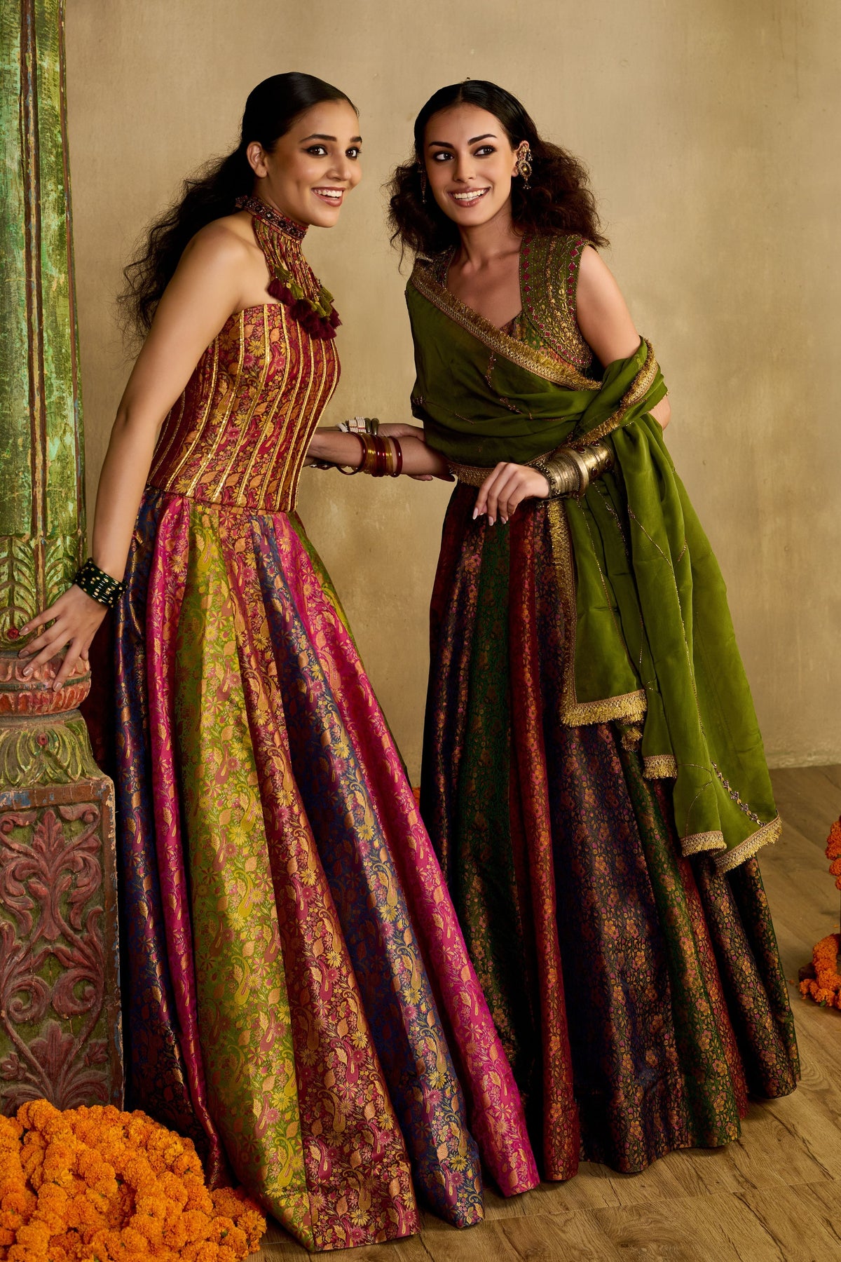 Gulaabi Haryali Lehenga Set