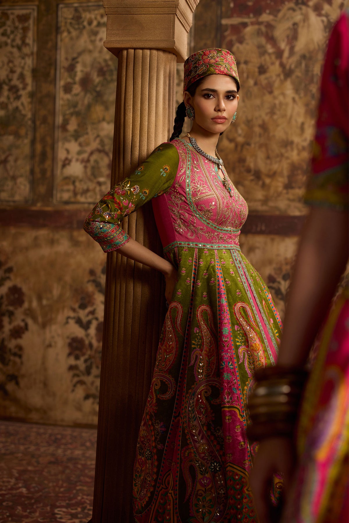 Taroob Olive Green Anarkali Set