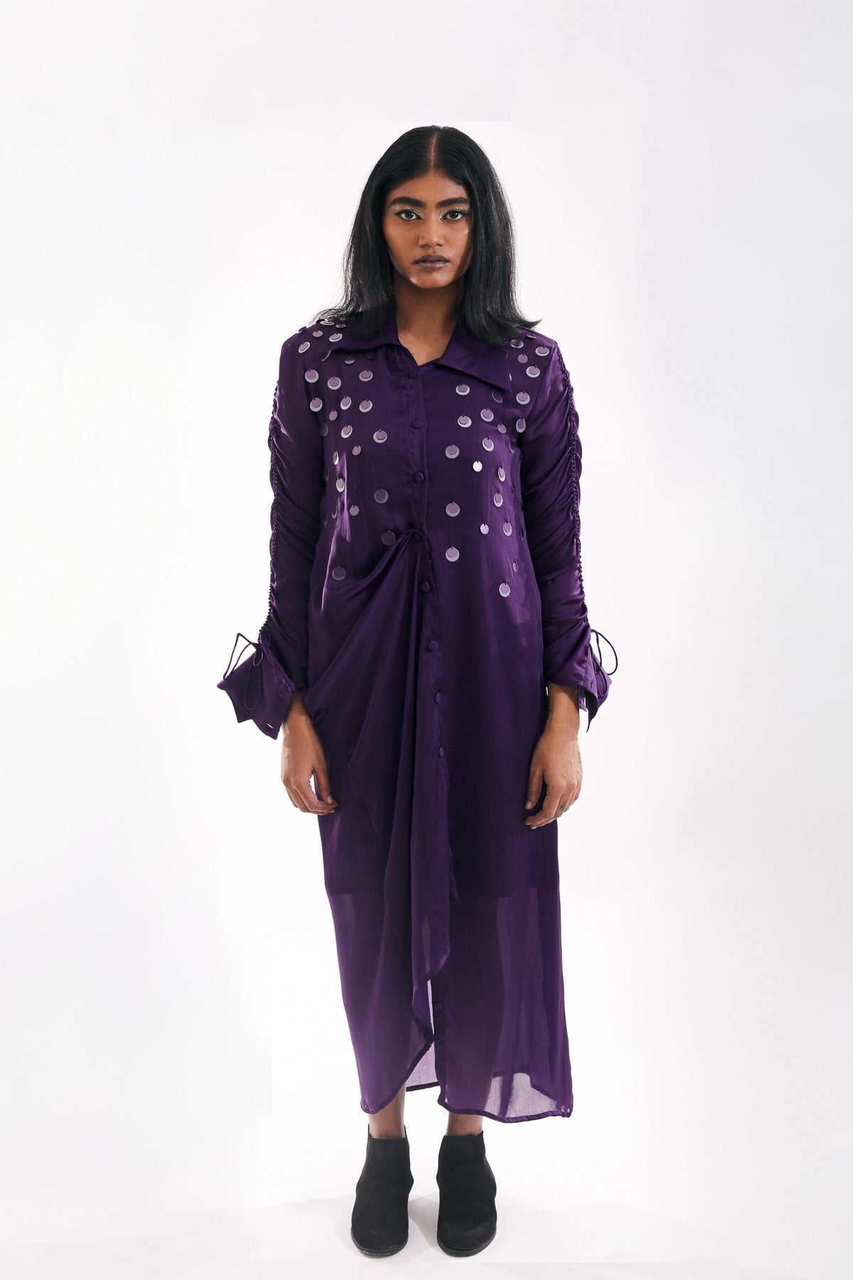 Purple Drapped Sequin Dress