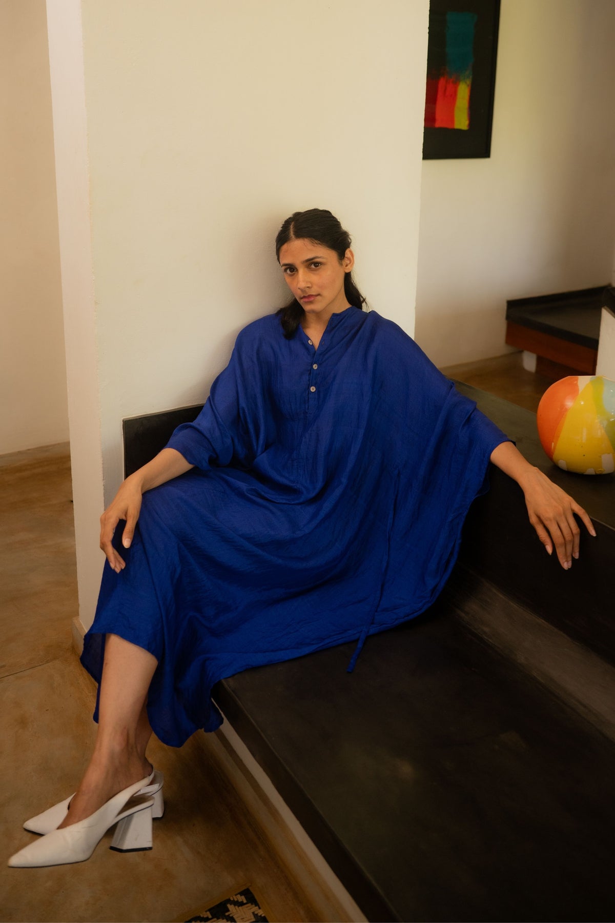 Ink Blue Tie Up Kaftan