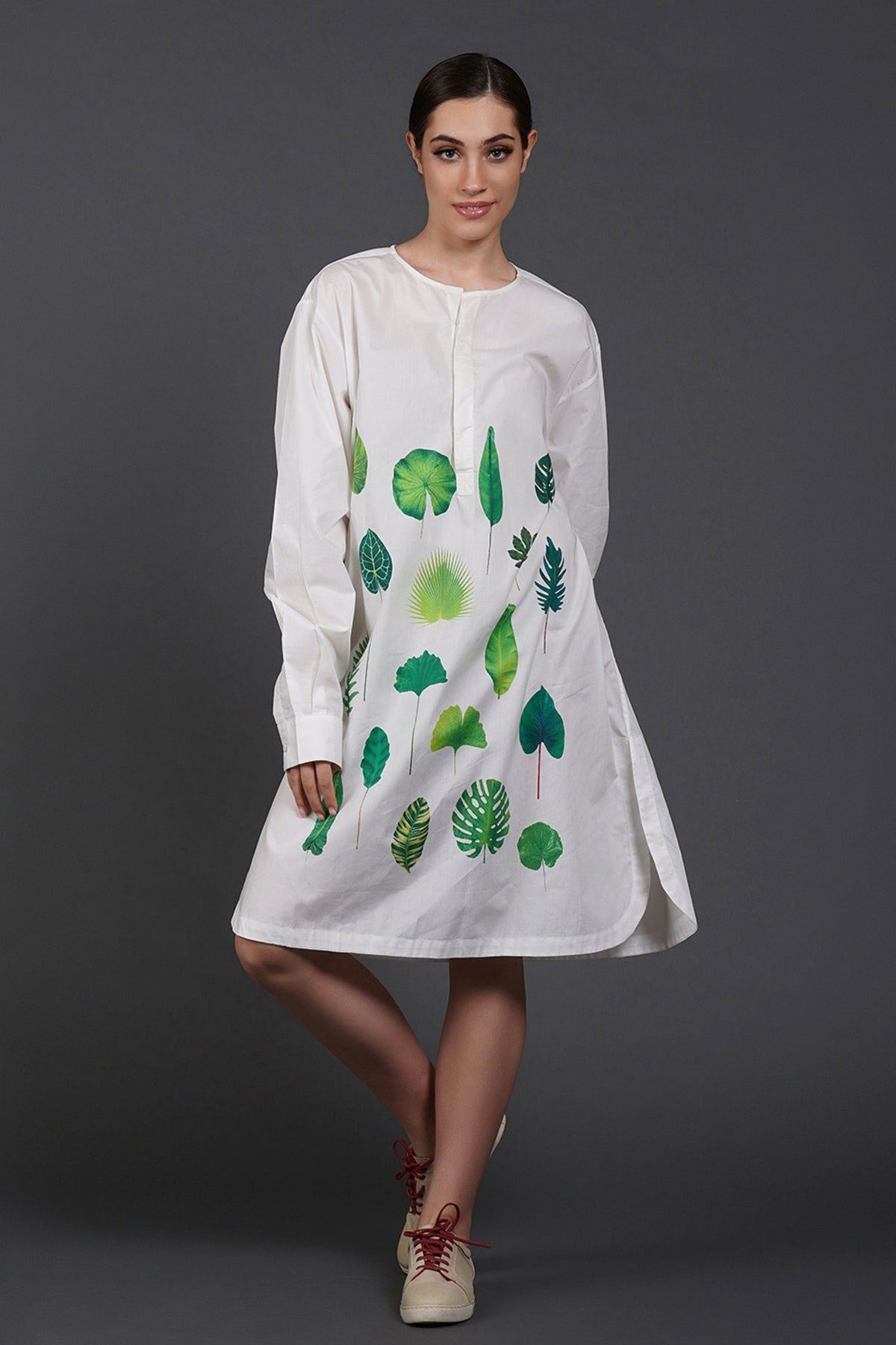 Offwhite Patch Style Digtal Print Dress