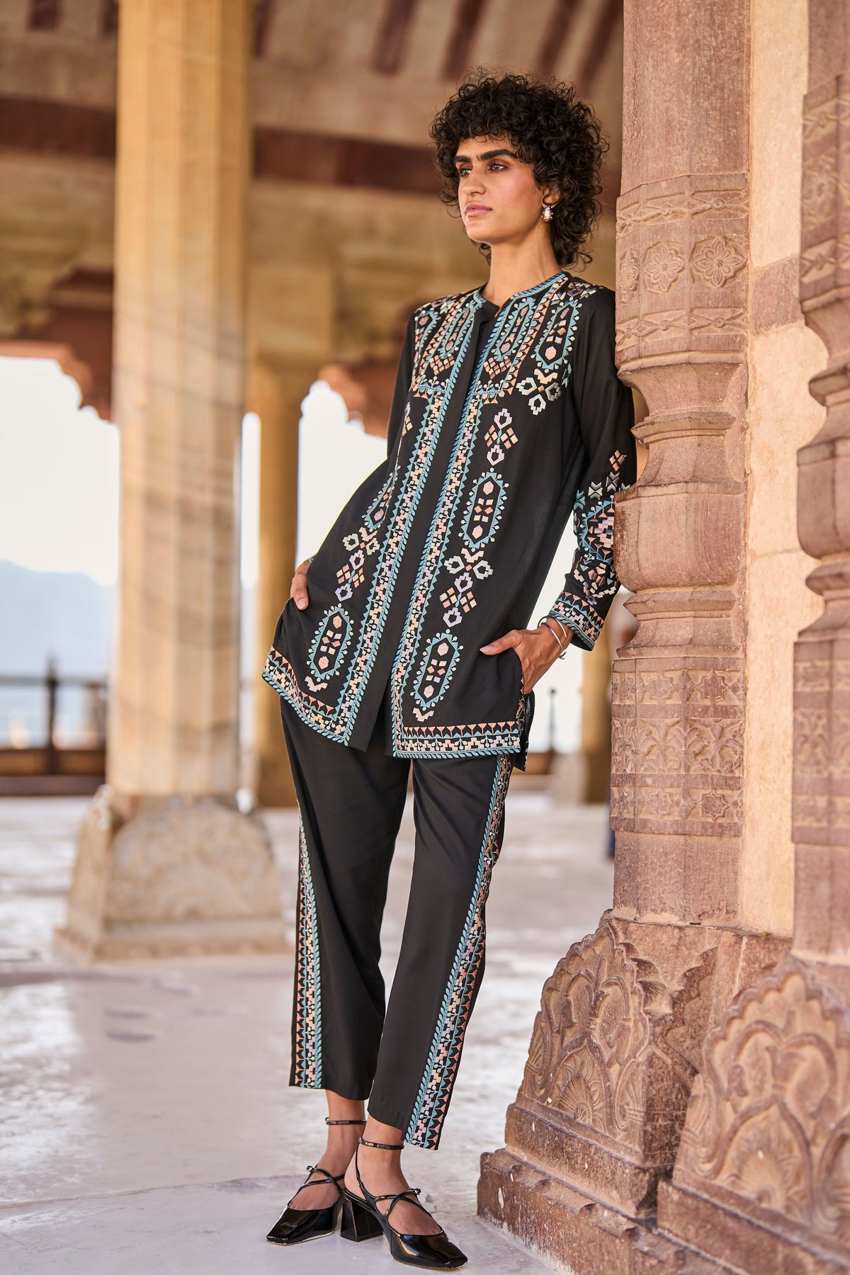 Black Embroidered Co-ord Set