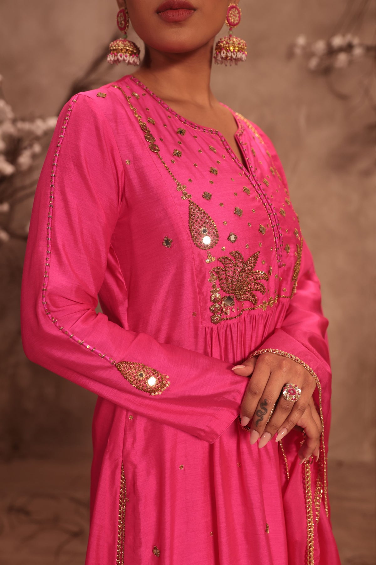 Hot Pink Frockstyle Kurta Set