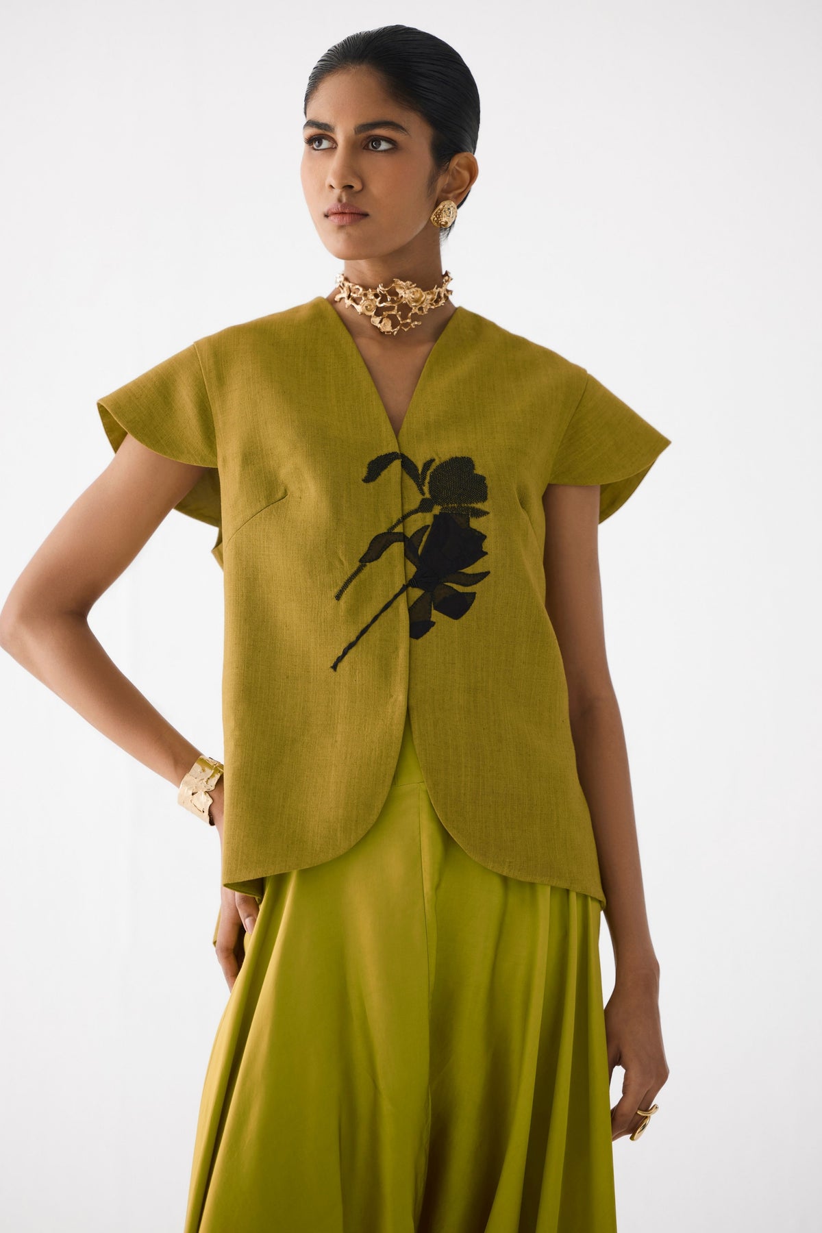 Black Tiger Lily Waist Coat Set