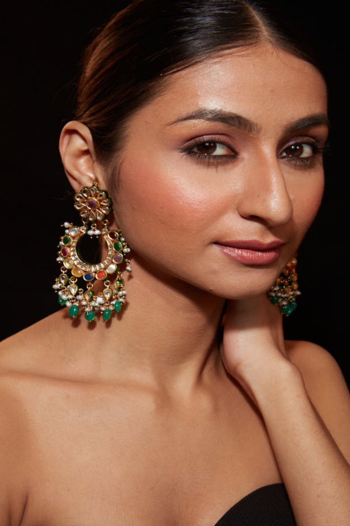 Inaayat Gold Plated Multicolored Kundan Polki Earrings