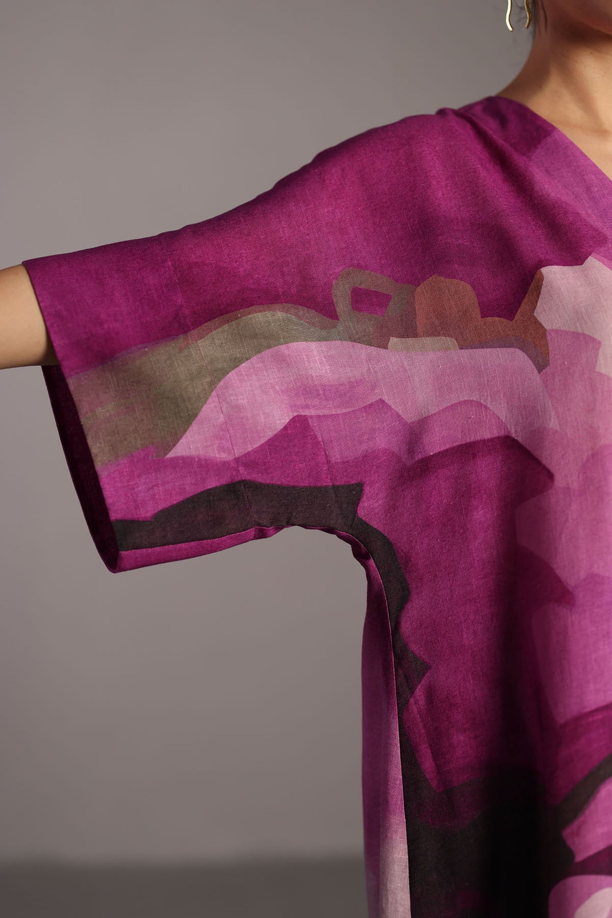 Beetroot &amp; Grey Long Dress