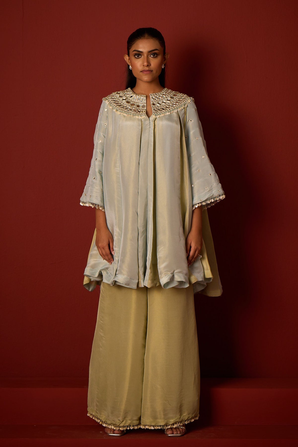 Tissue Mirror Work Panelled Tunic