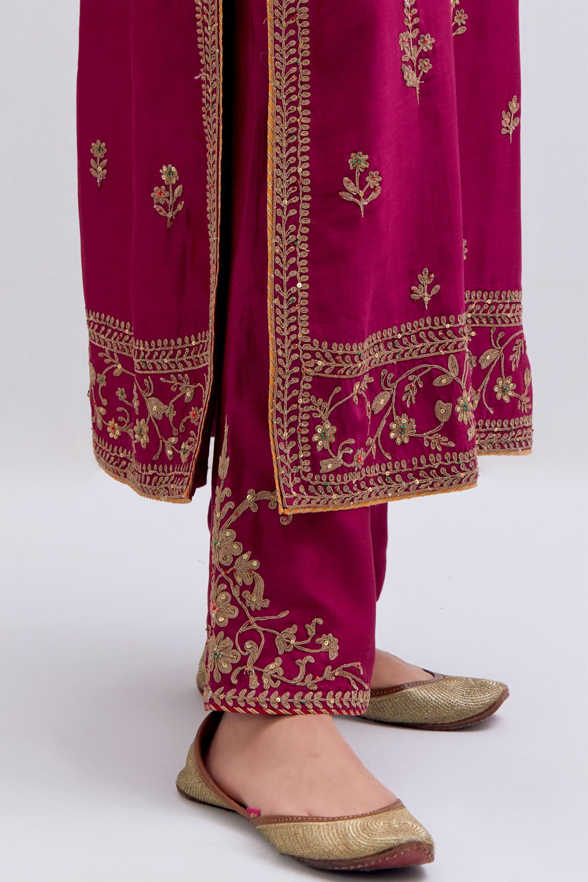 Chanderi Fuchsia Kurta Set