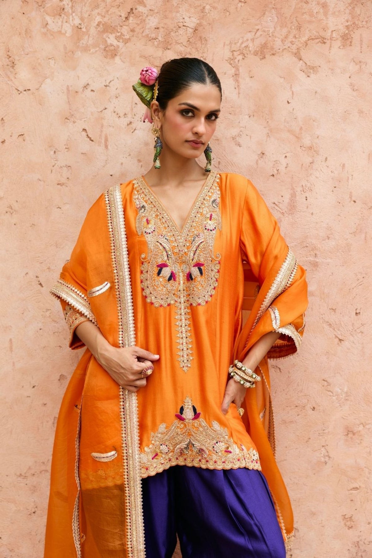 Aarika Orange Tunic Set