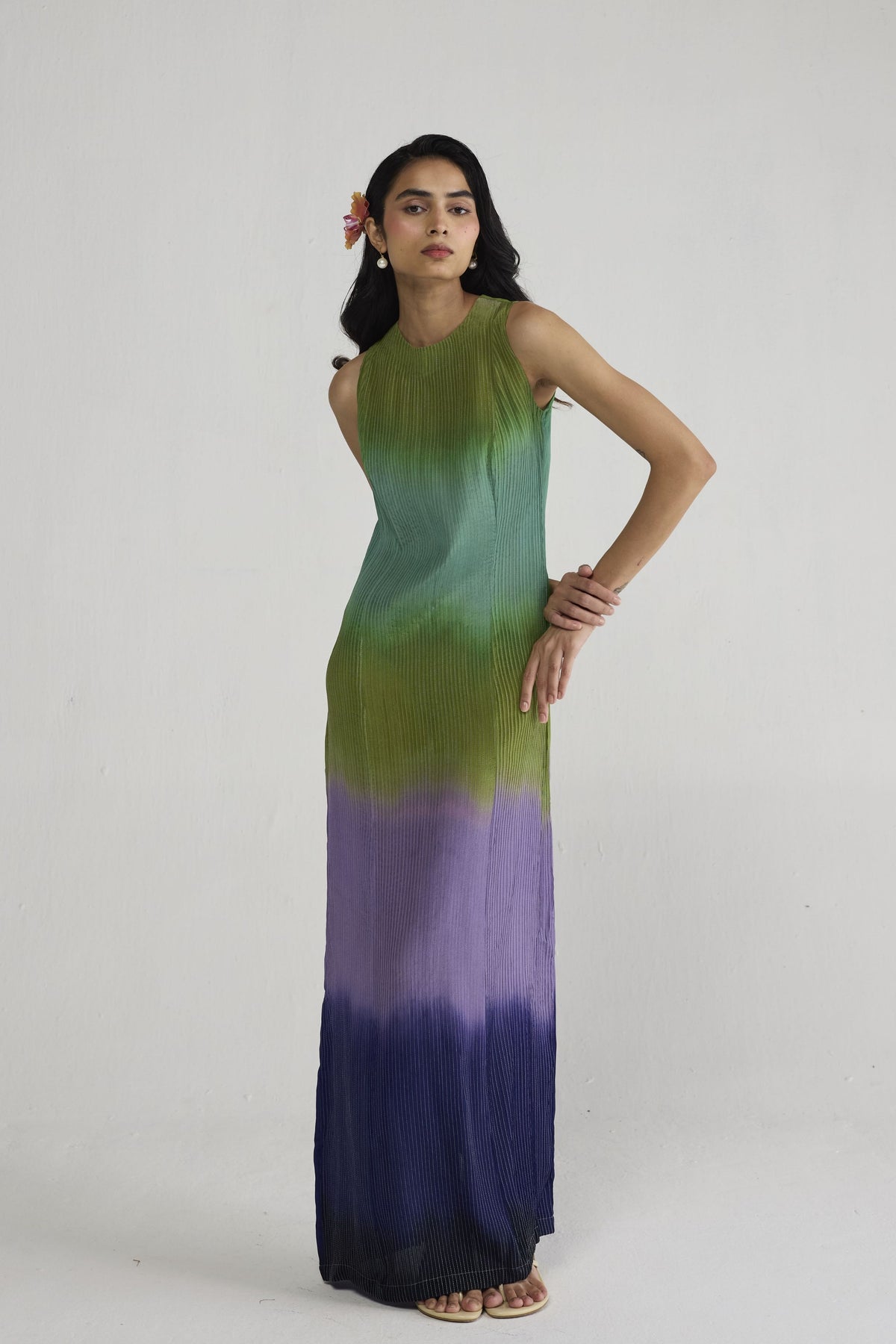 Hana Pintucks Crepe Dress