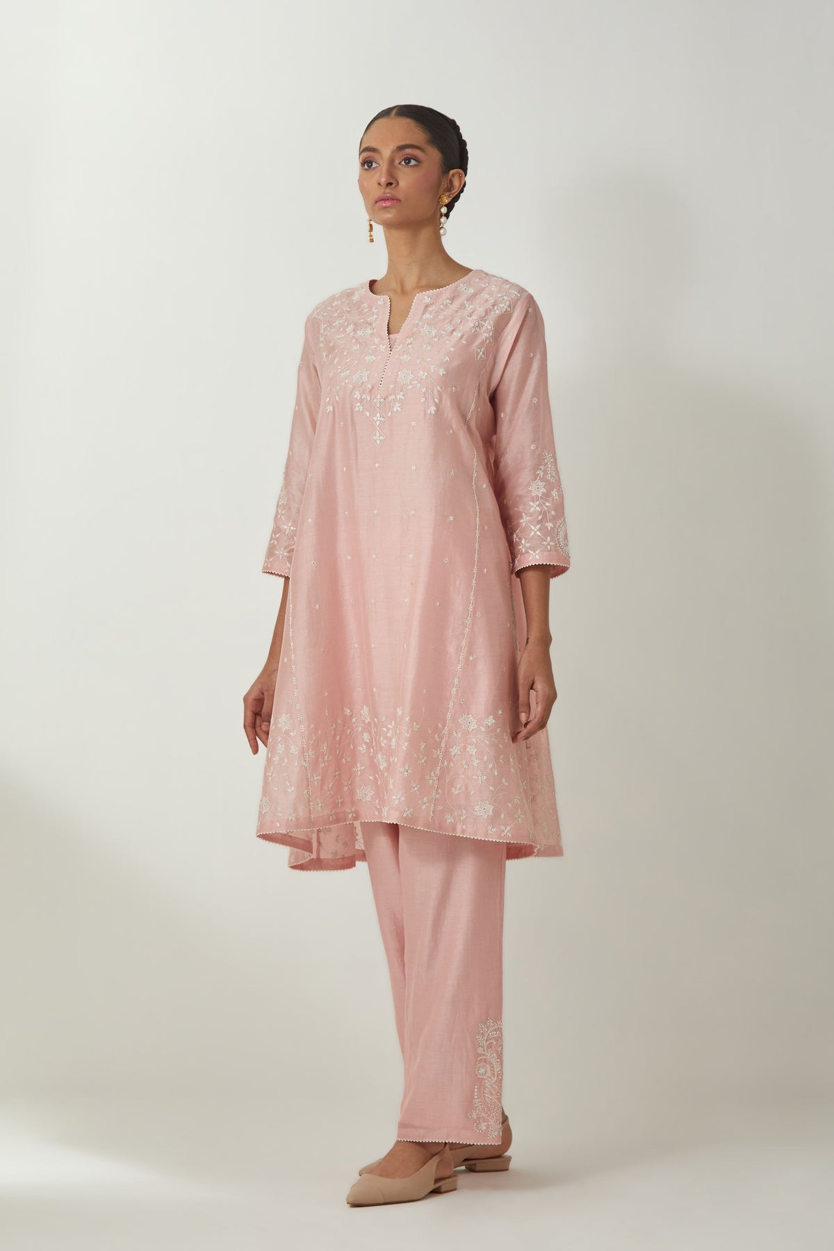 Pink Kalidar Short Kurta