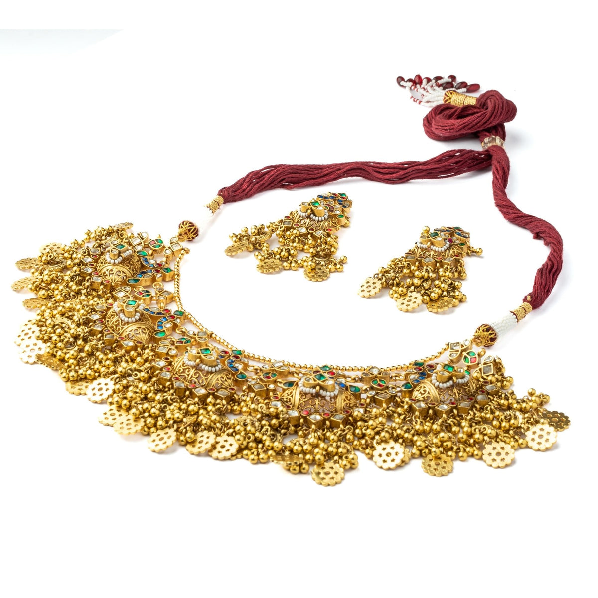 Gold Plated Green Necklace Set