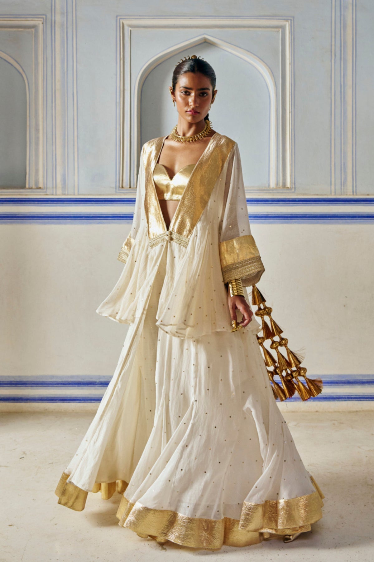 Ivory Mukesh Jacket With Sharara