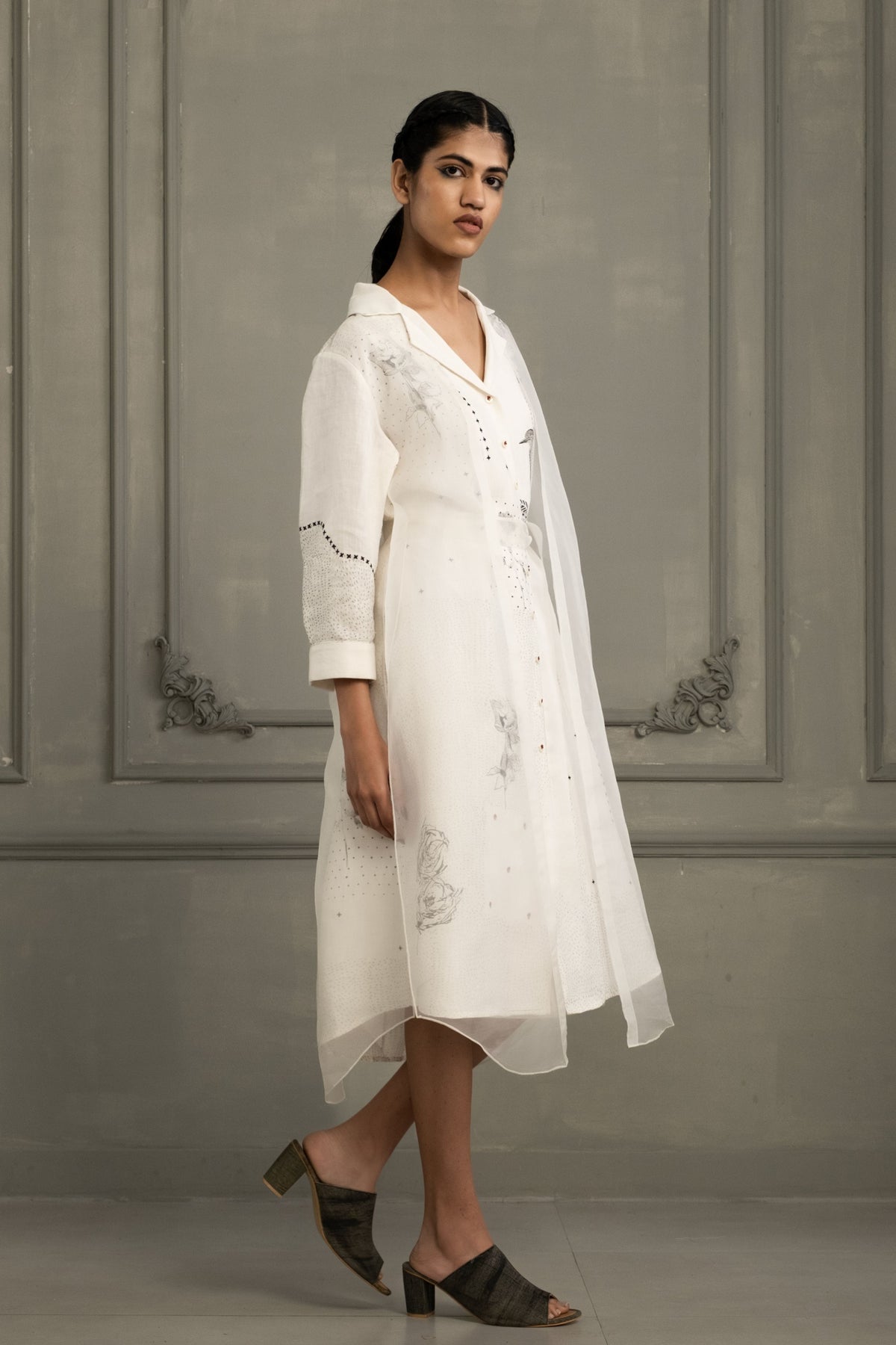 Ivory Block Print Dress