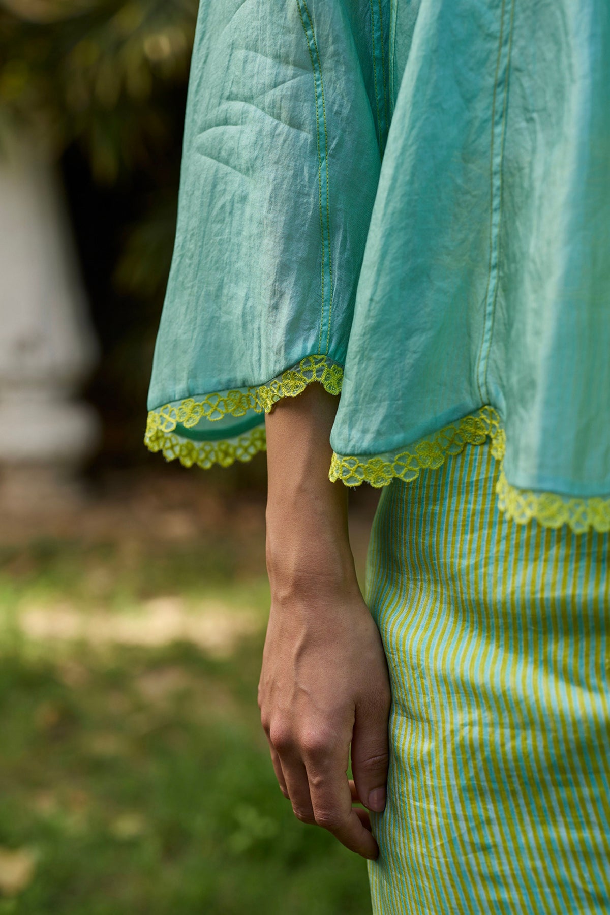Drifting Clouds Blue Embroidered Blouse