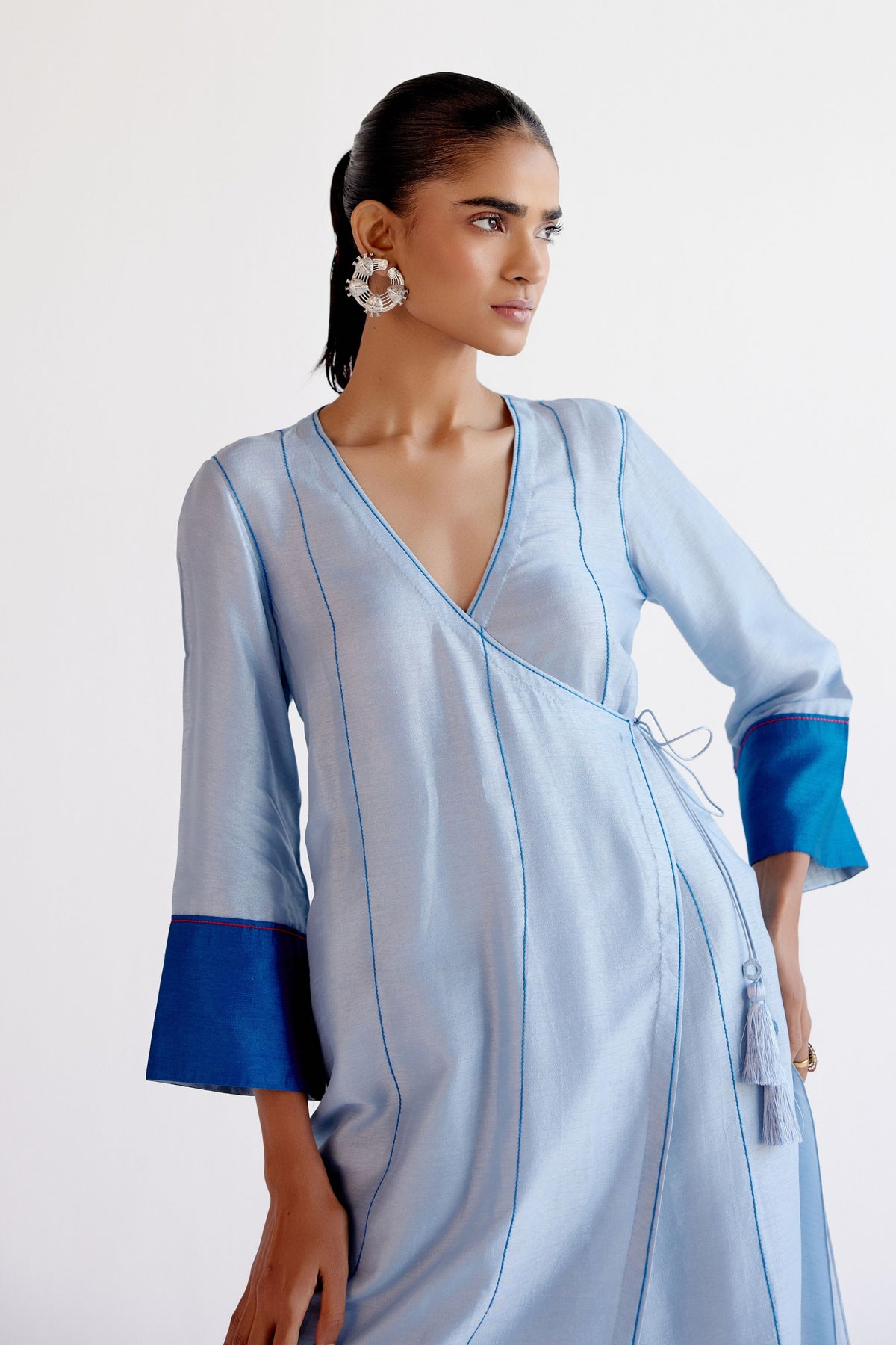 Light Blue Angrakha Kurta Set