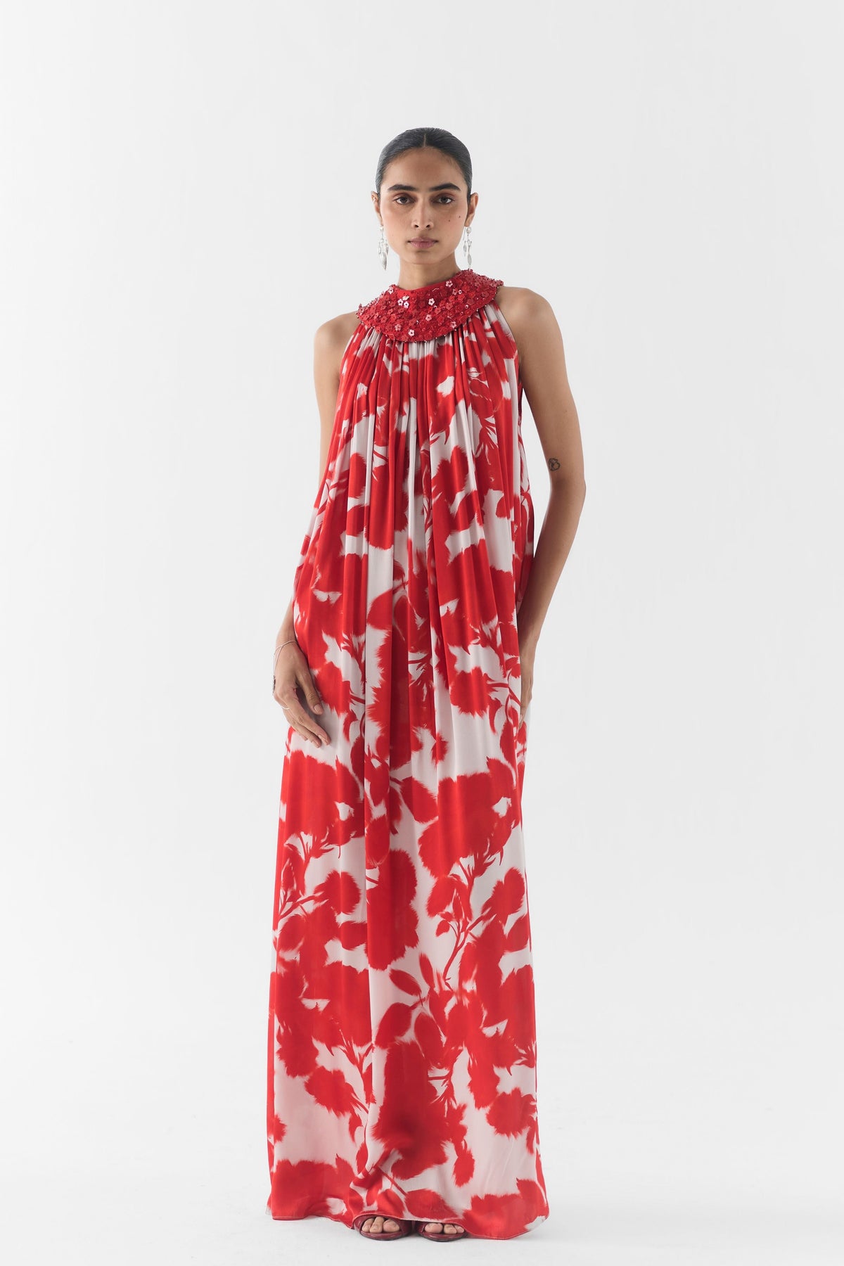 Red Ink Halter Dress