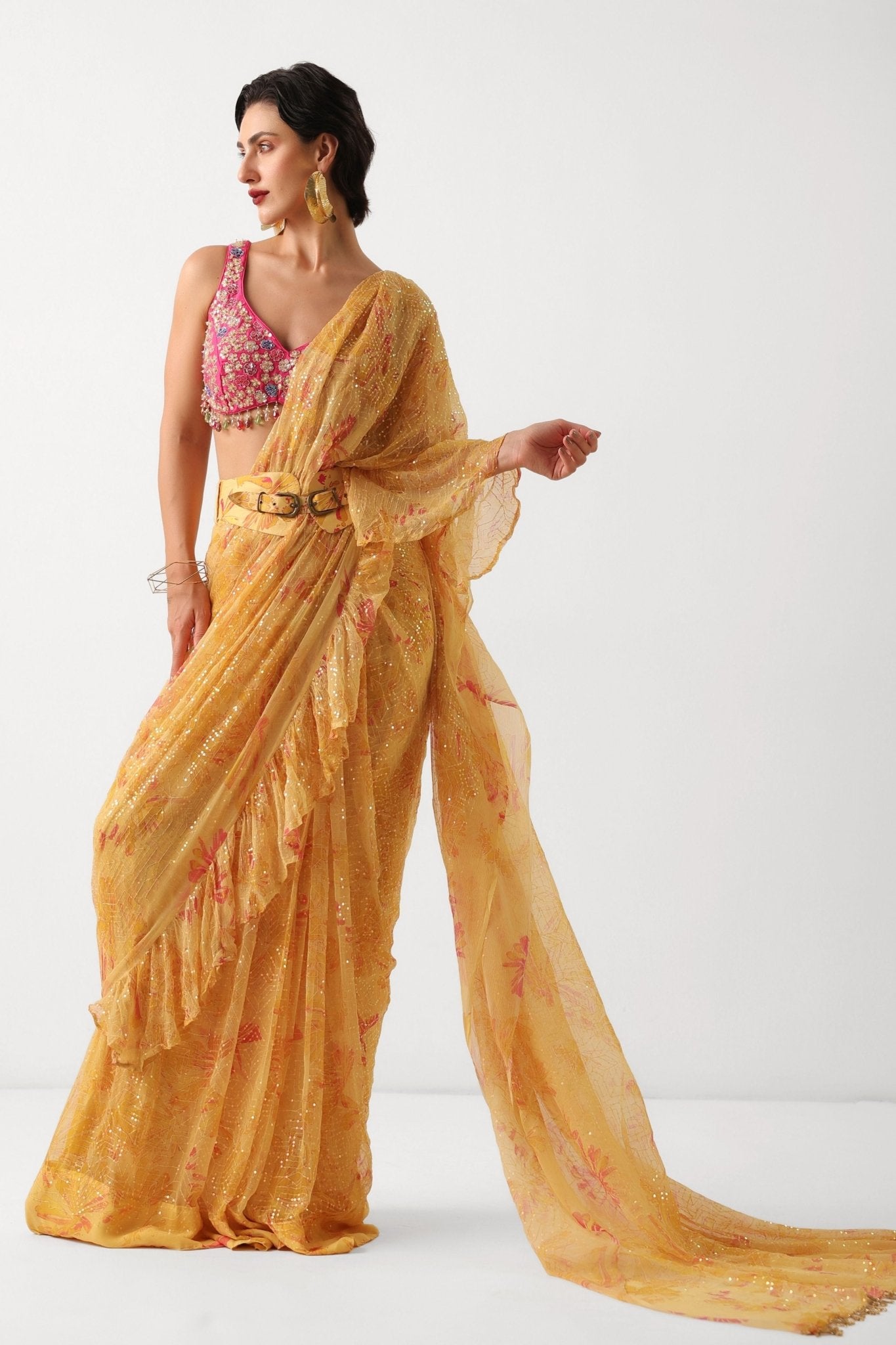 Alipore Jhilmil Saree Set - Pallavi Jaipur - Elahe