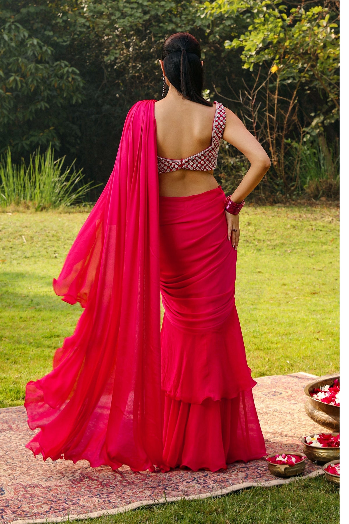 Rani Pink Drape Saree