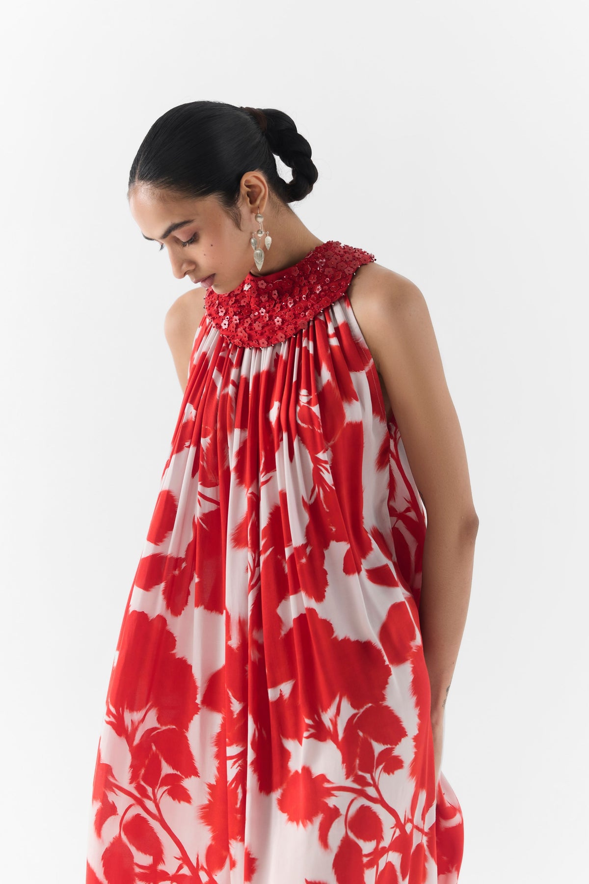 Red Ink Halter Dress