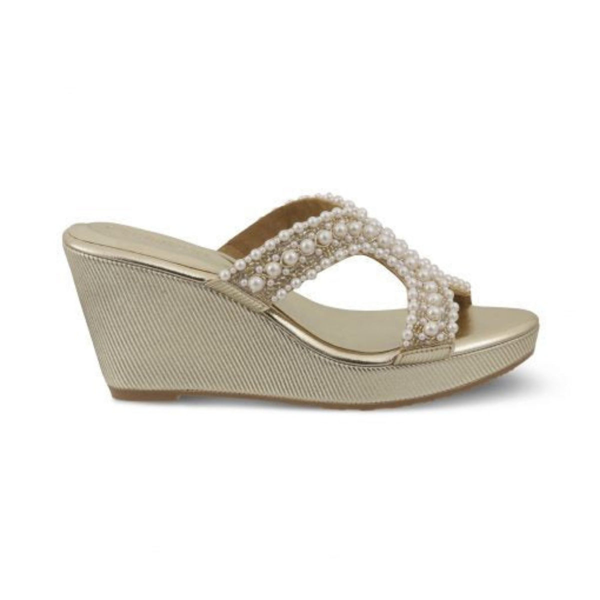 Marwa Pearl Gold Wedges