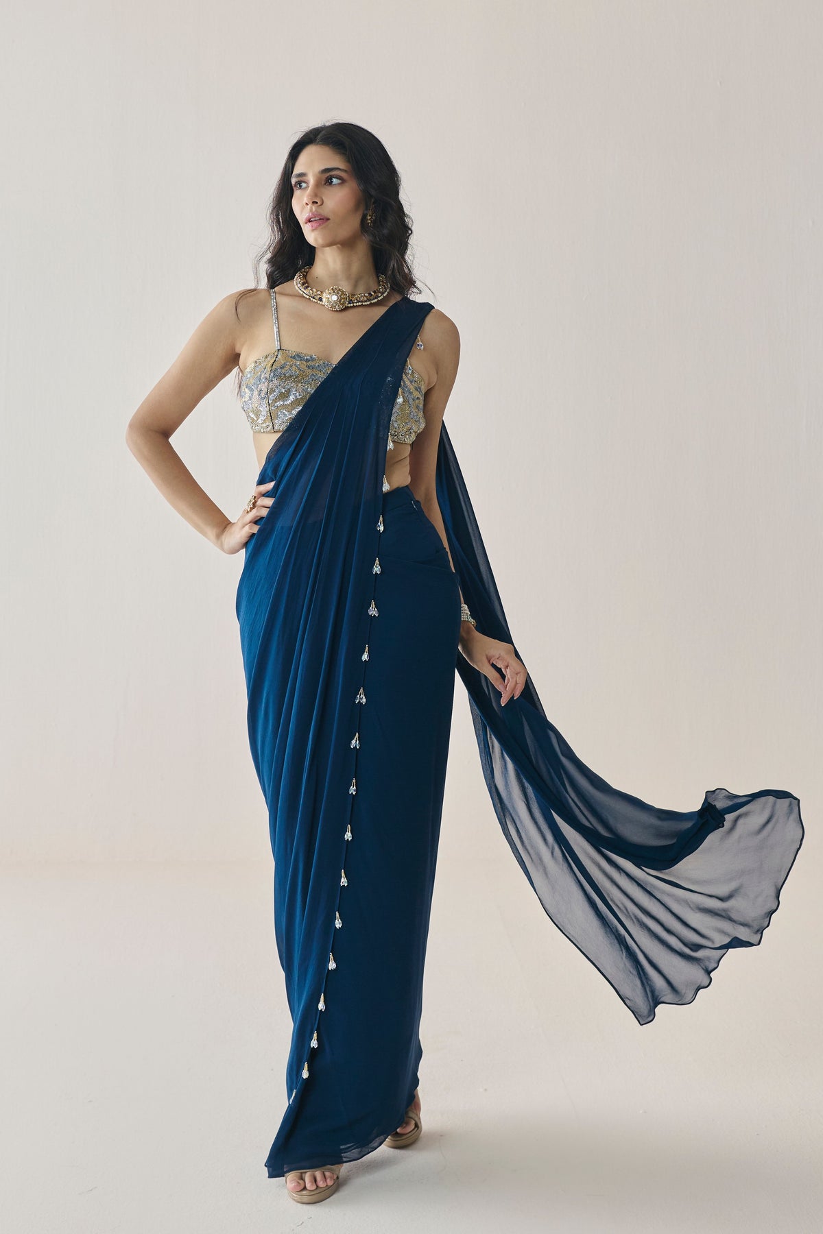 Opal Pre Stitched Saree Set