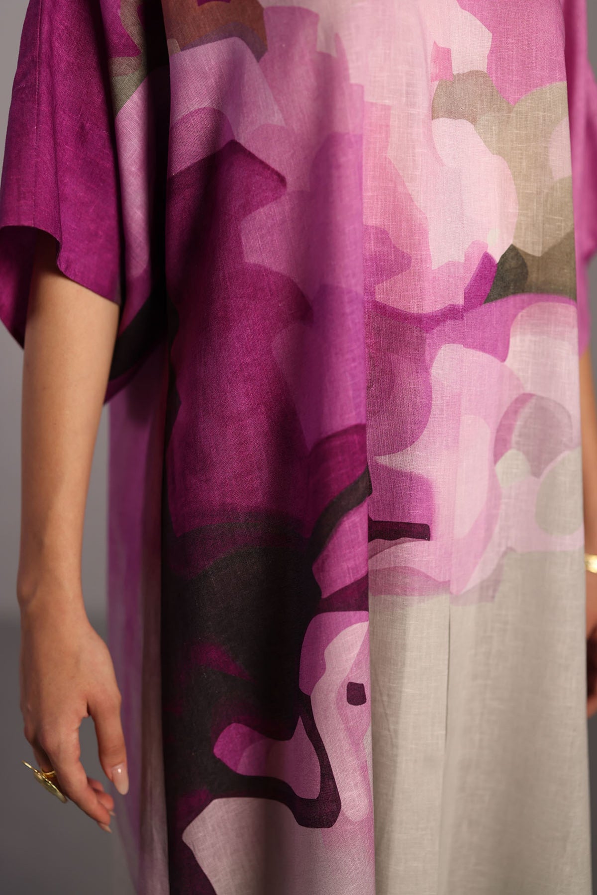 Beetroot &amp; Grey Long Dress