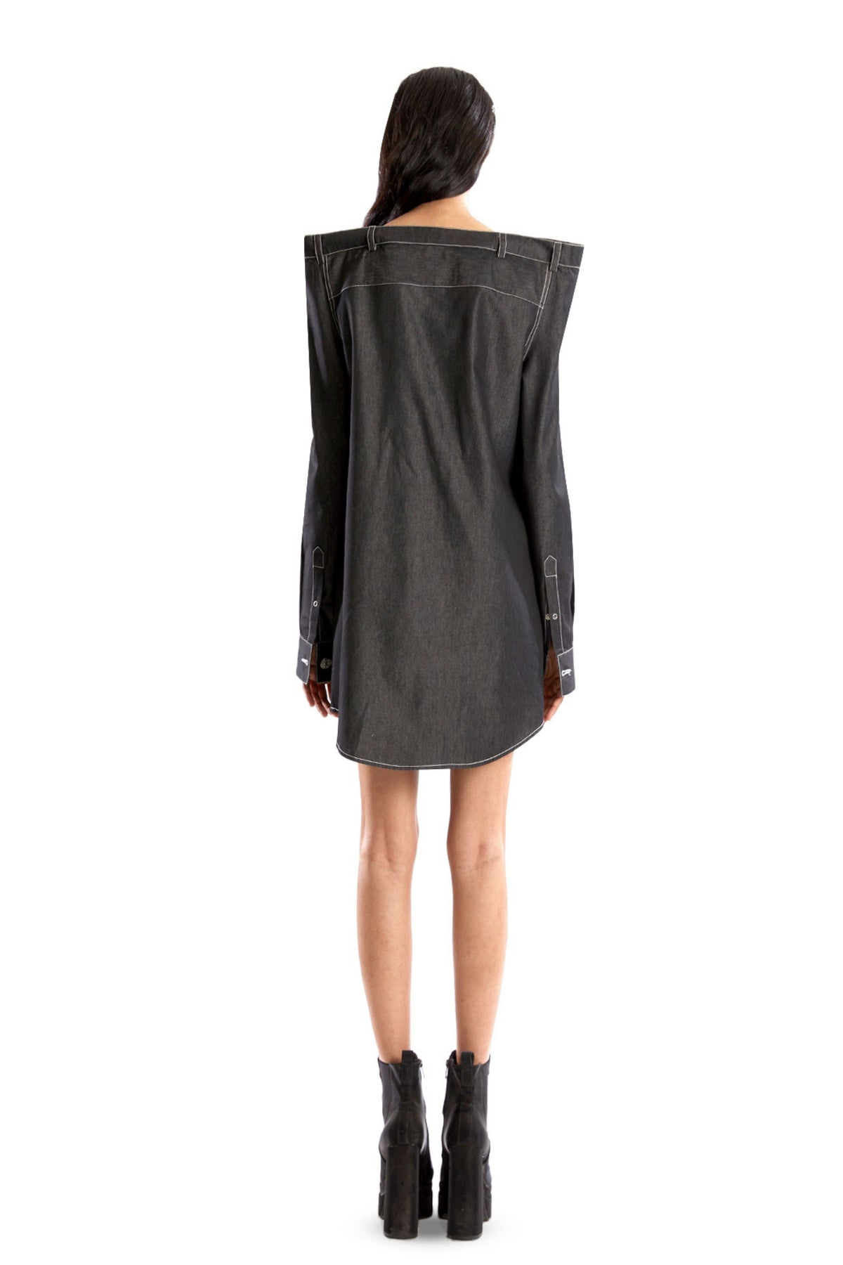 Black Denim Mini Straight Dress