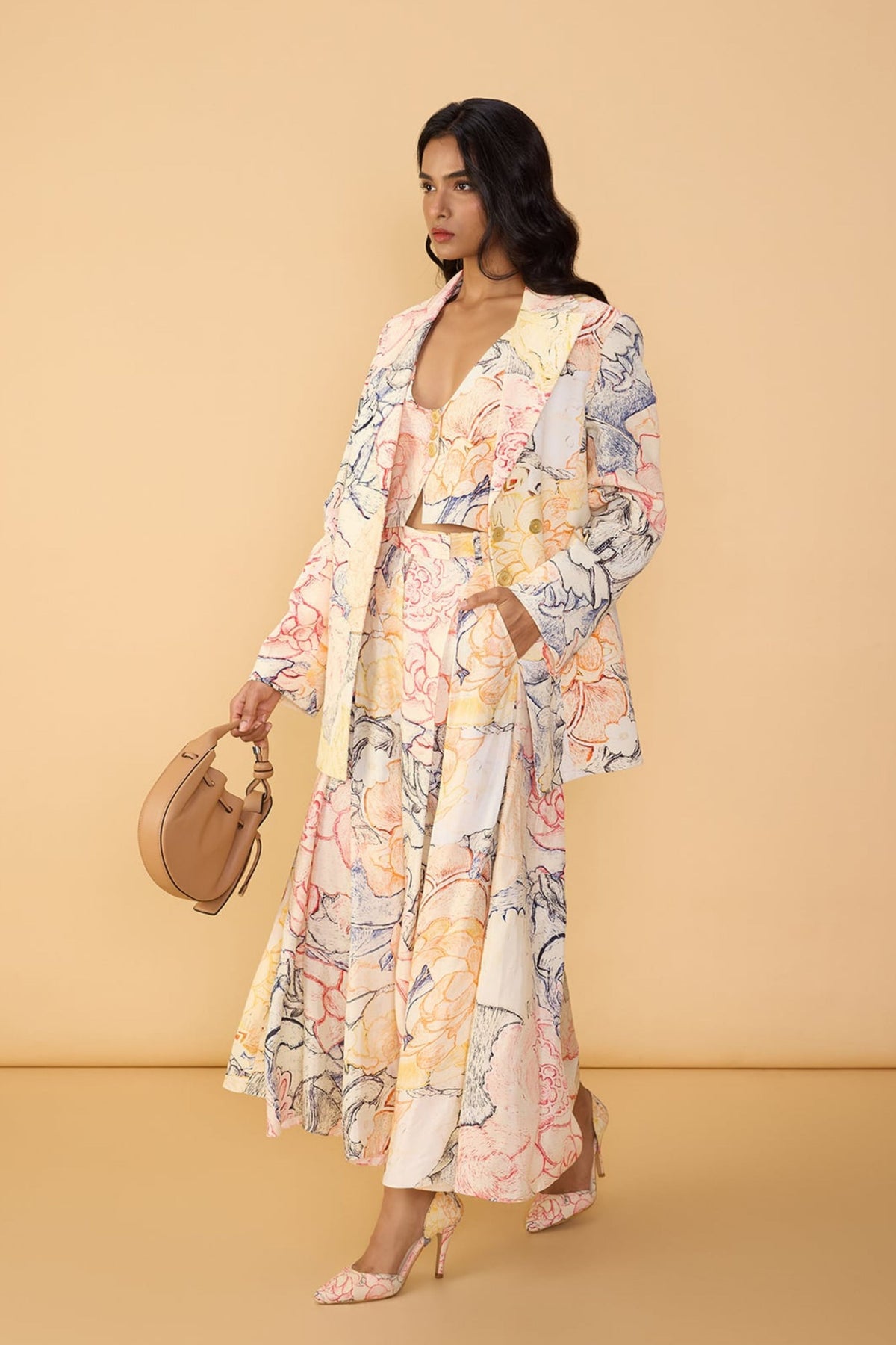 Floral Print Relaxed Blazer