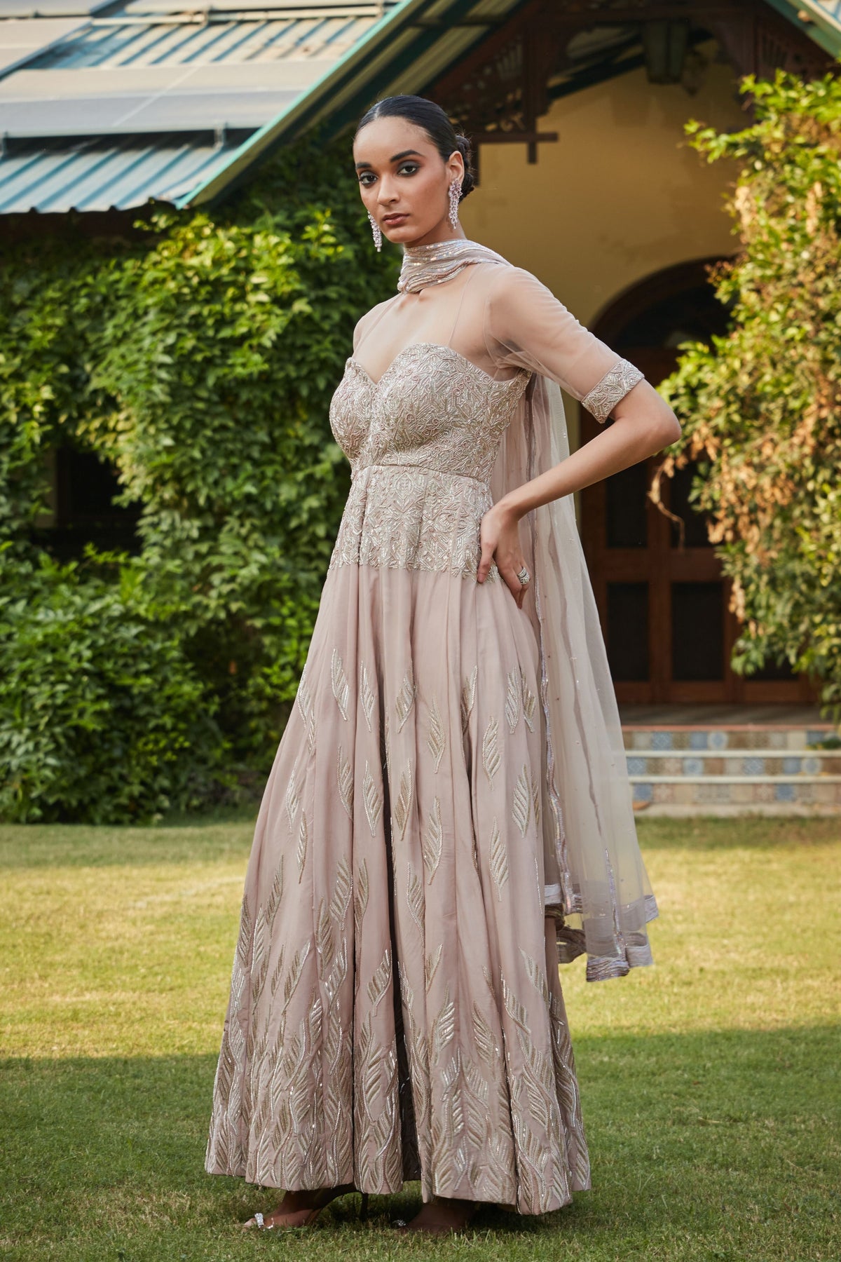 Vaani Champagne Anarkali Set