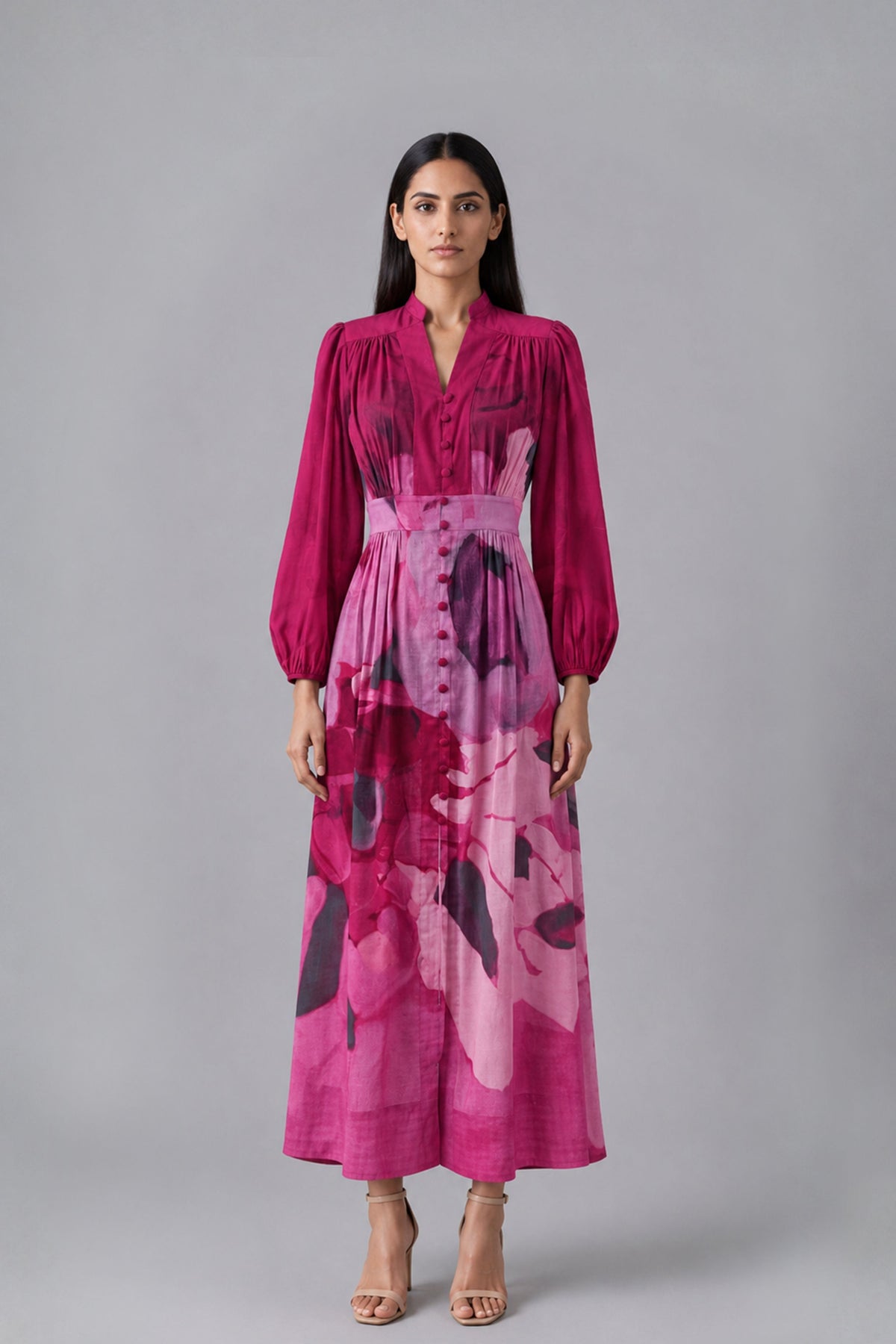 Vela Gathered Midi Dress