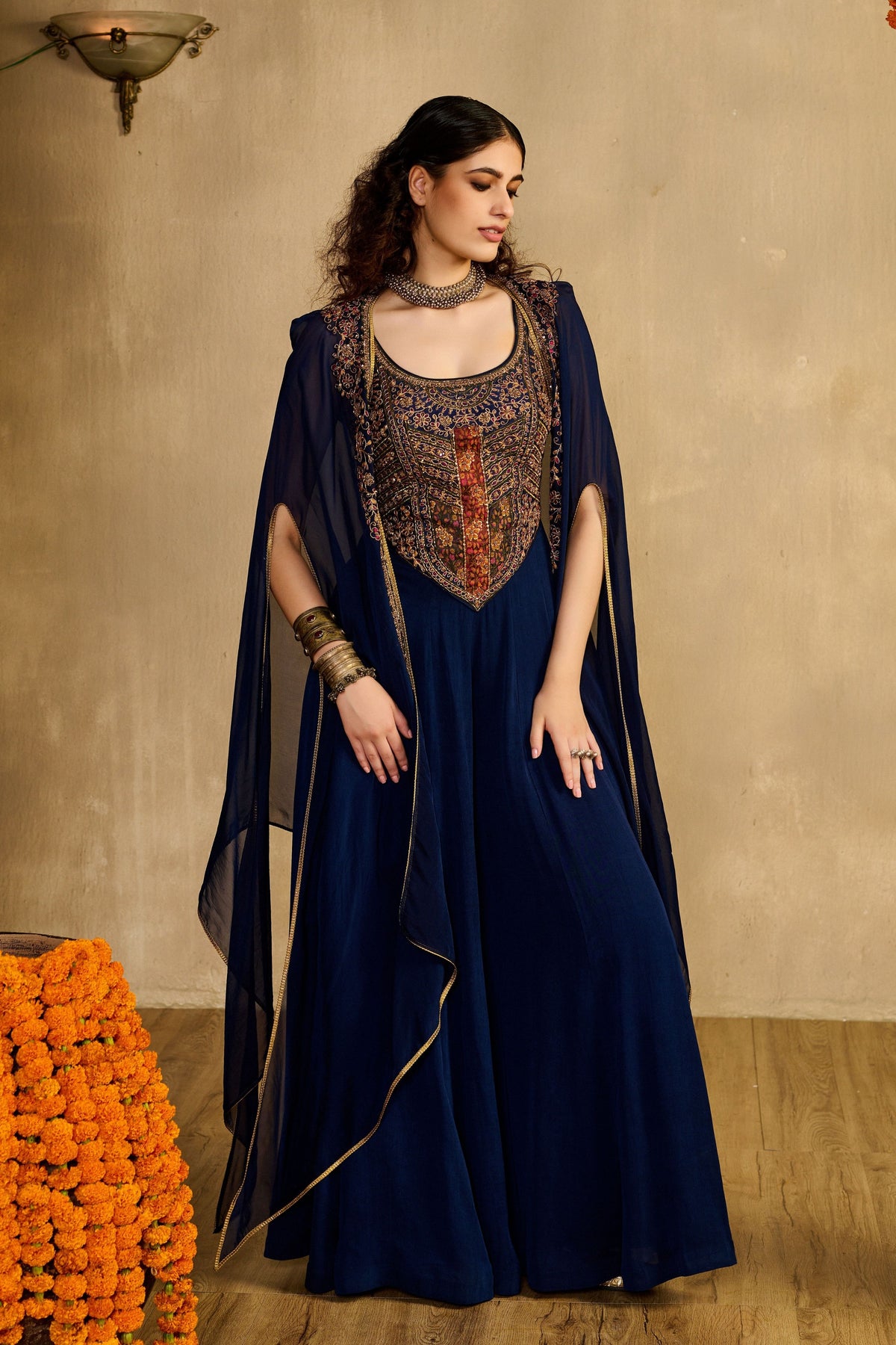 Midnight Jumpsuit With Cape
