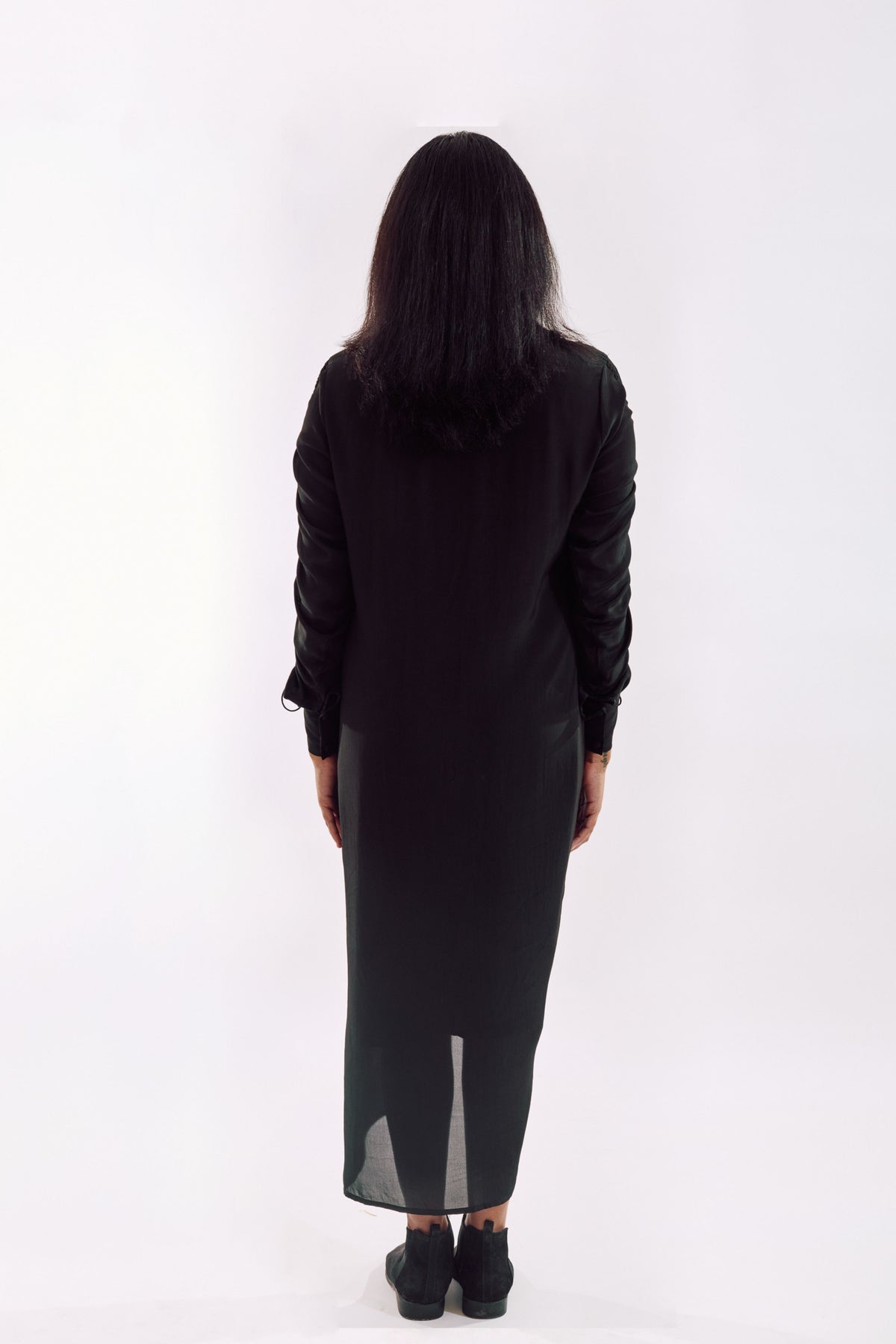 Black Drapped Sequin Dress