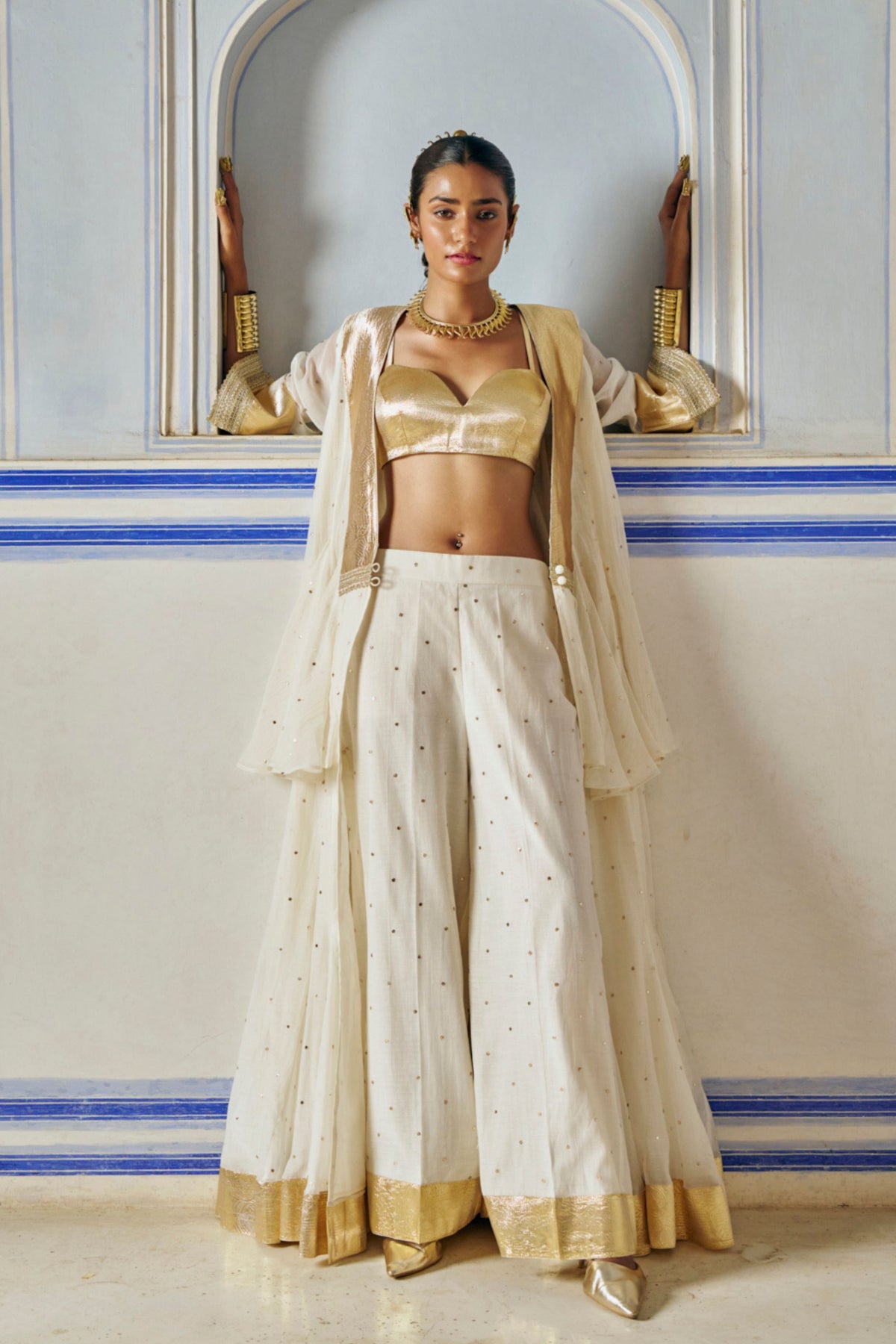 Ivory Mukesh Jacket With Sharara