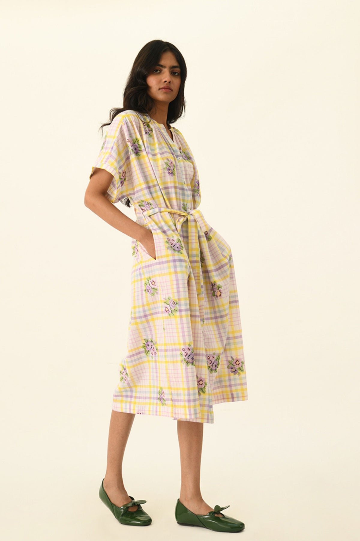 Koreana Check Belted Dress