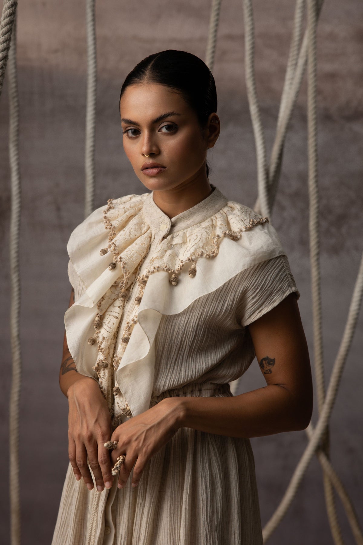 Ivory Flounce  Dress