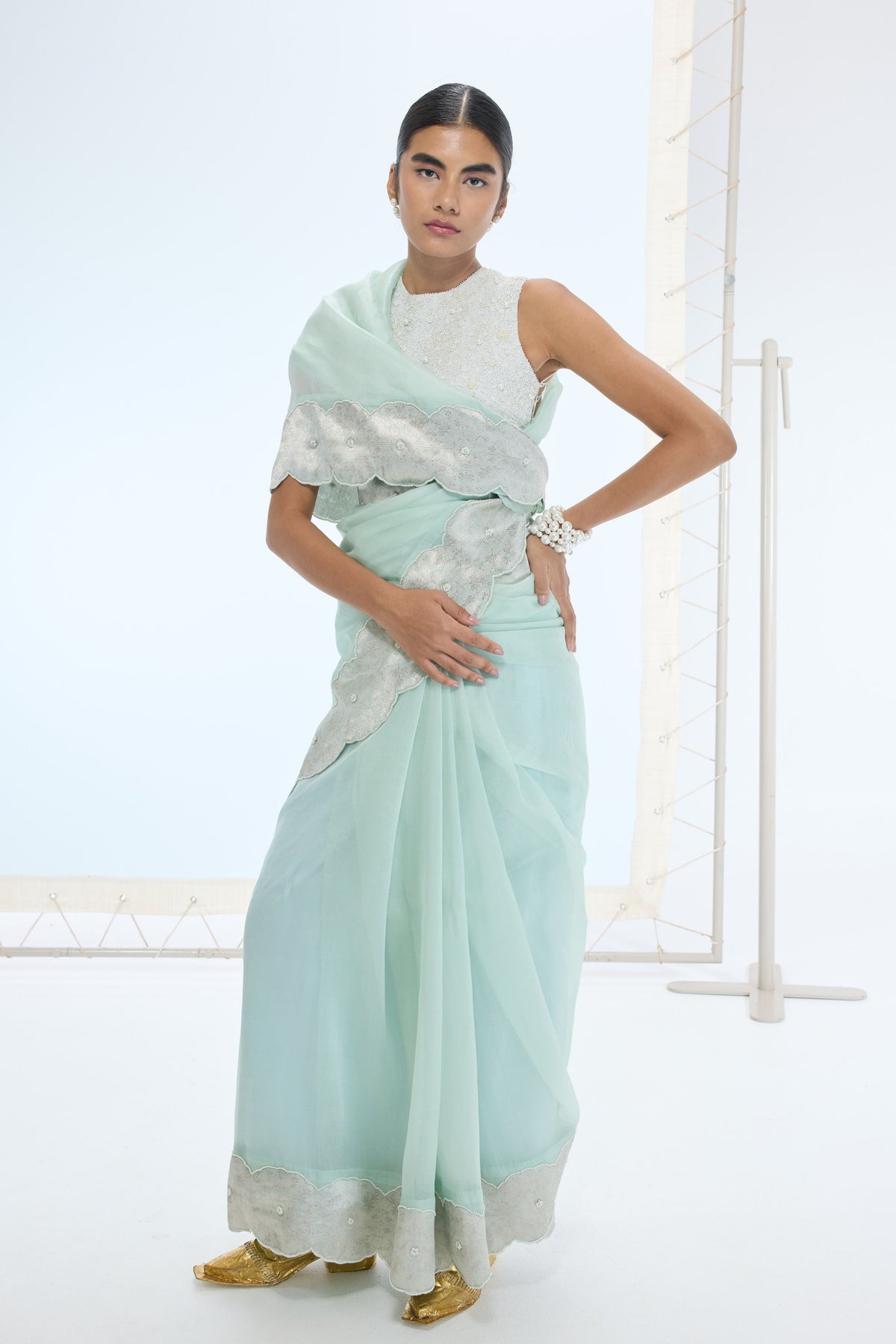 The Jane Saree in Sea Green