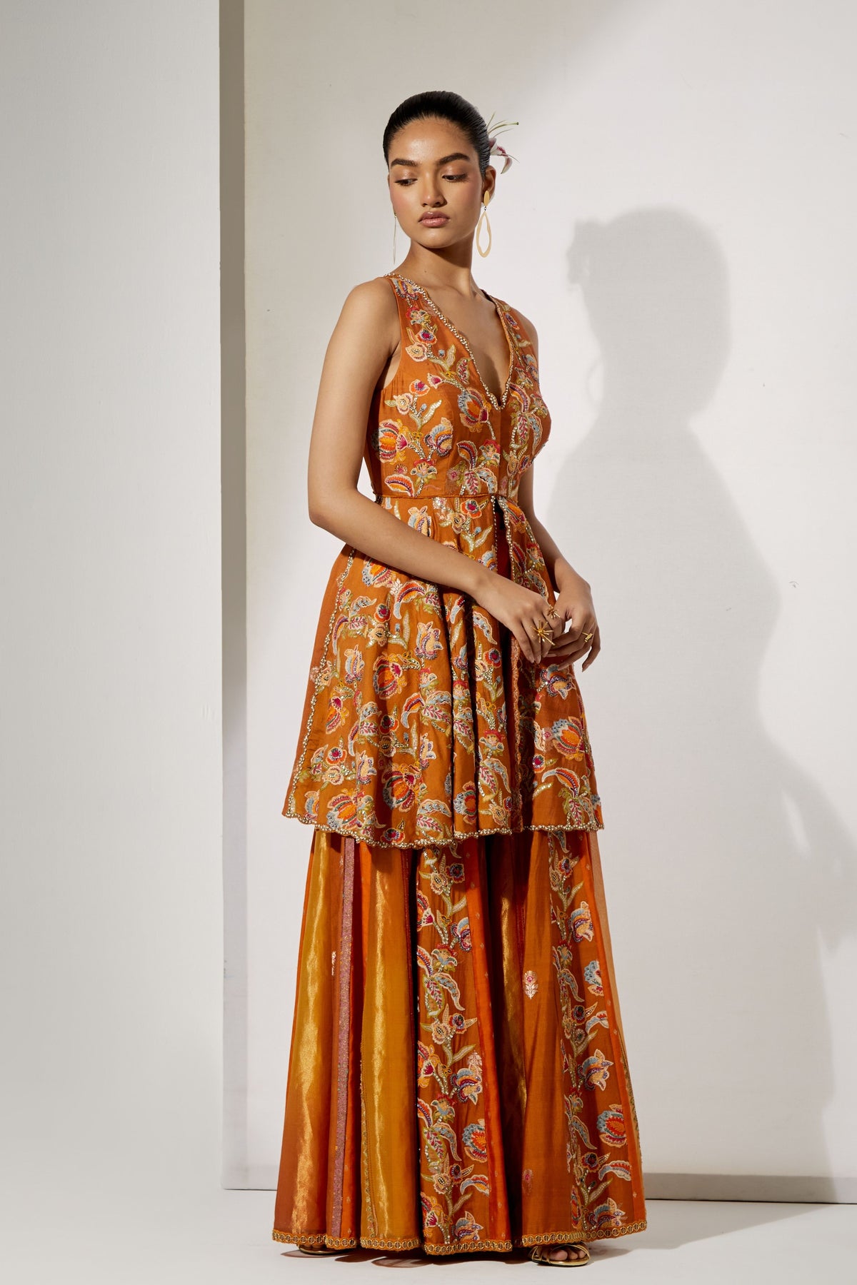 Rust Bloom Sharara Set
