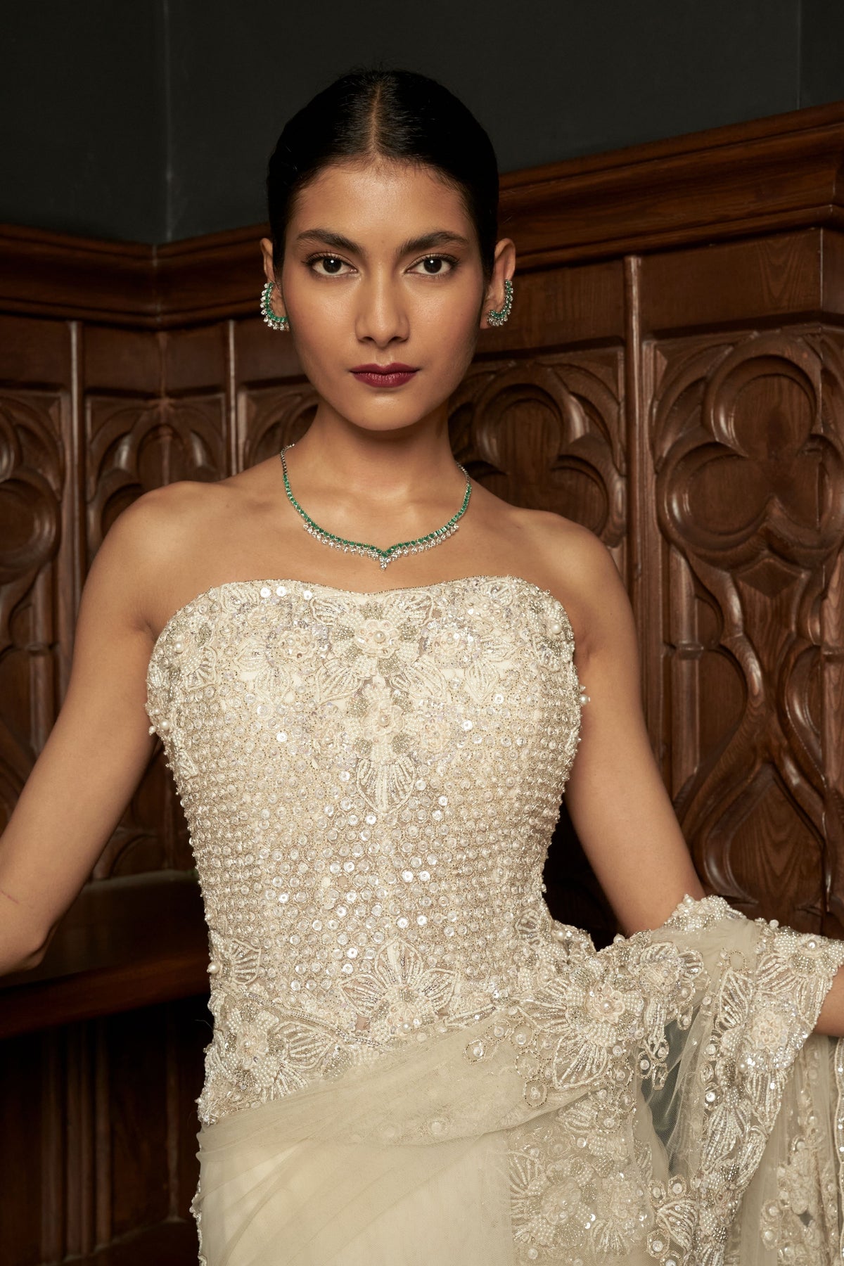 Ivory Corset Saree Set