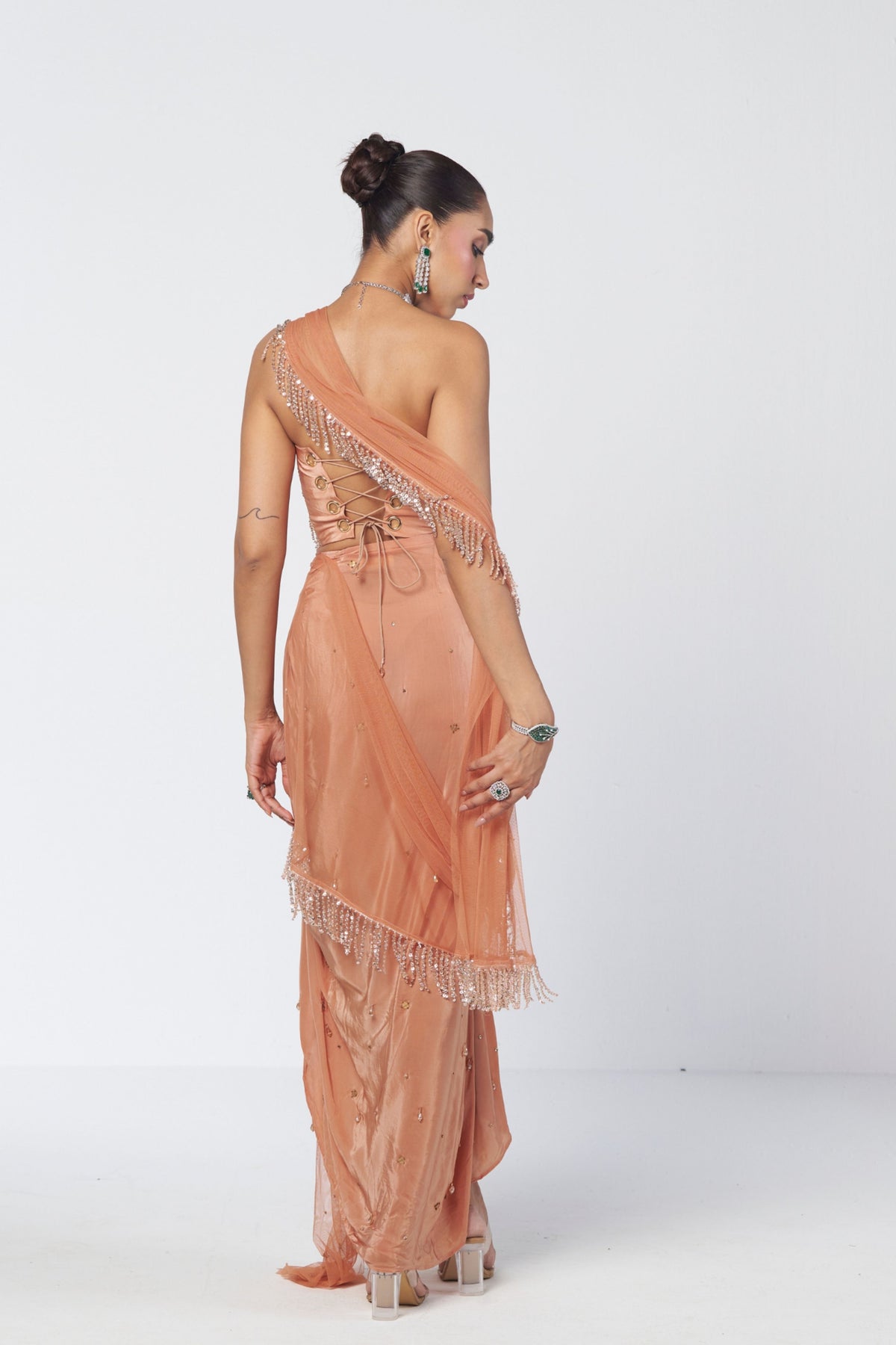 Biscoff Crush Draped Saree Set