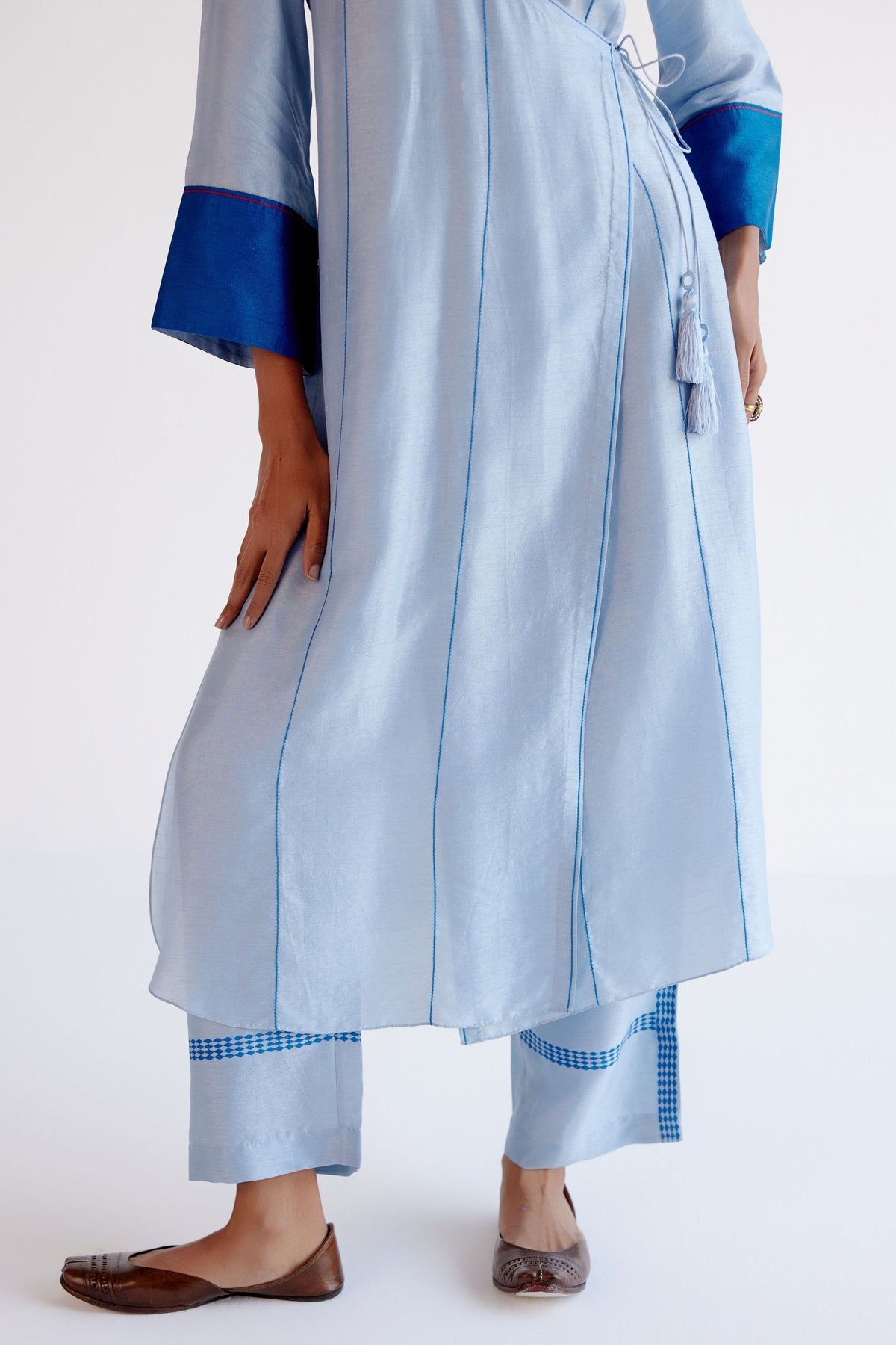 Light Blue Angrakha Kurta Set