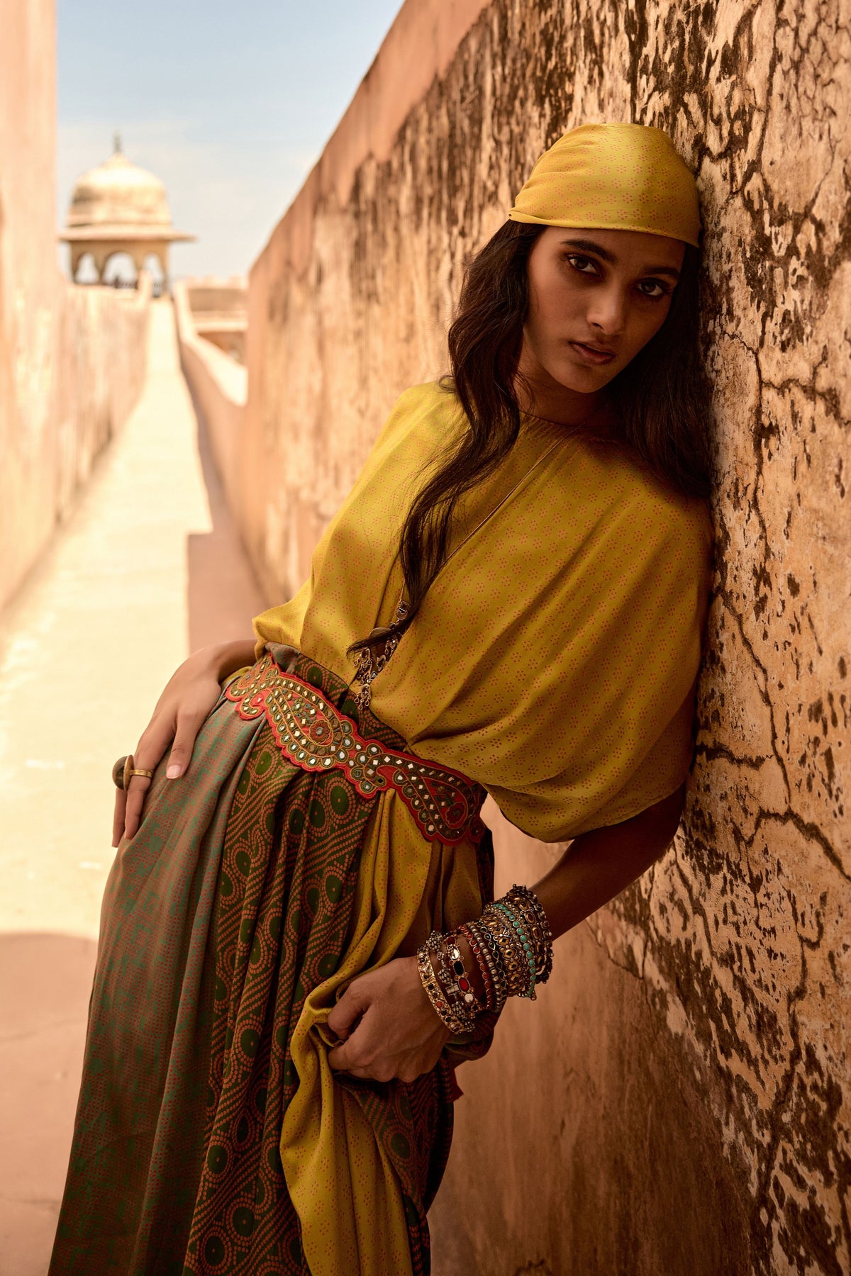 Haldi Nashpal Yellow Belt Dress