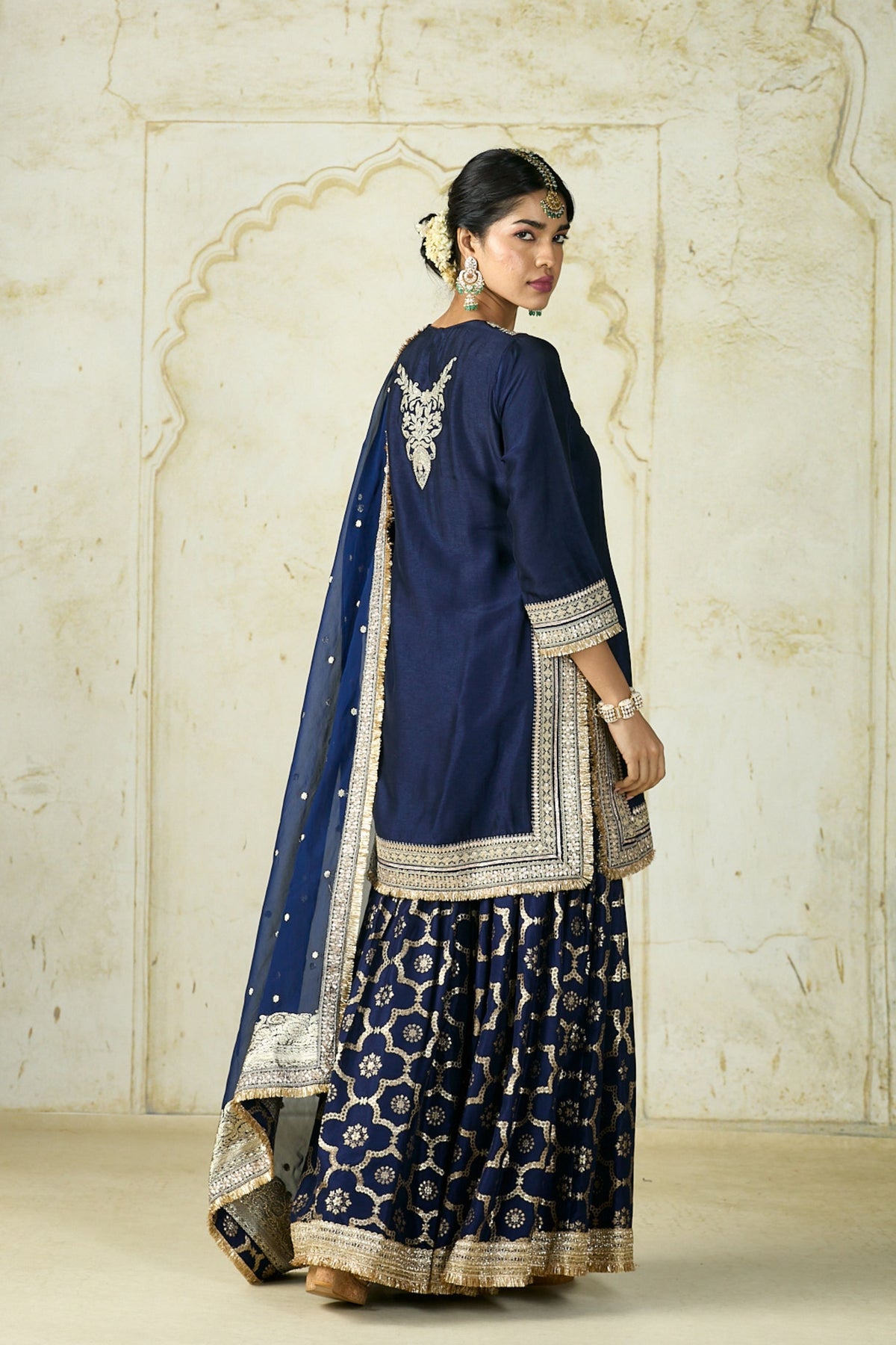 Blue Ameena Sharara Set