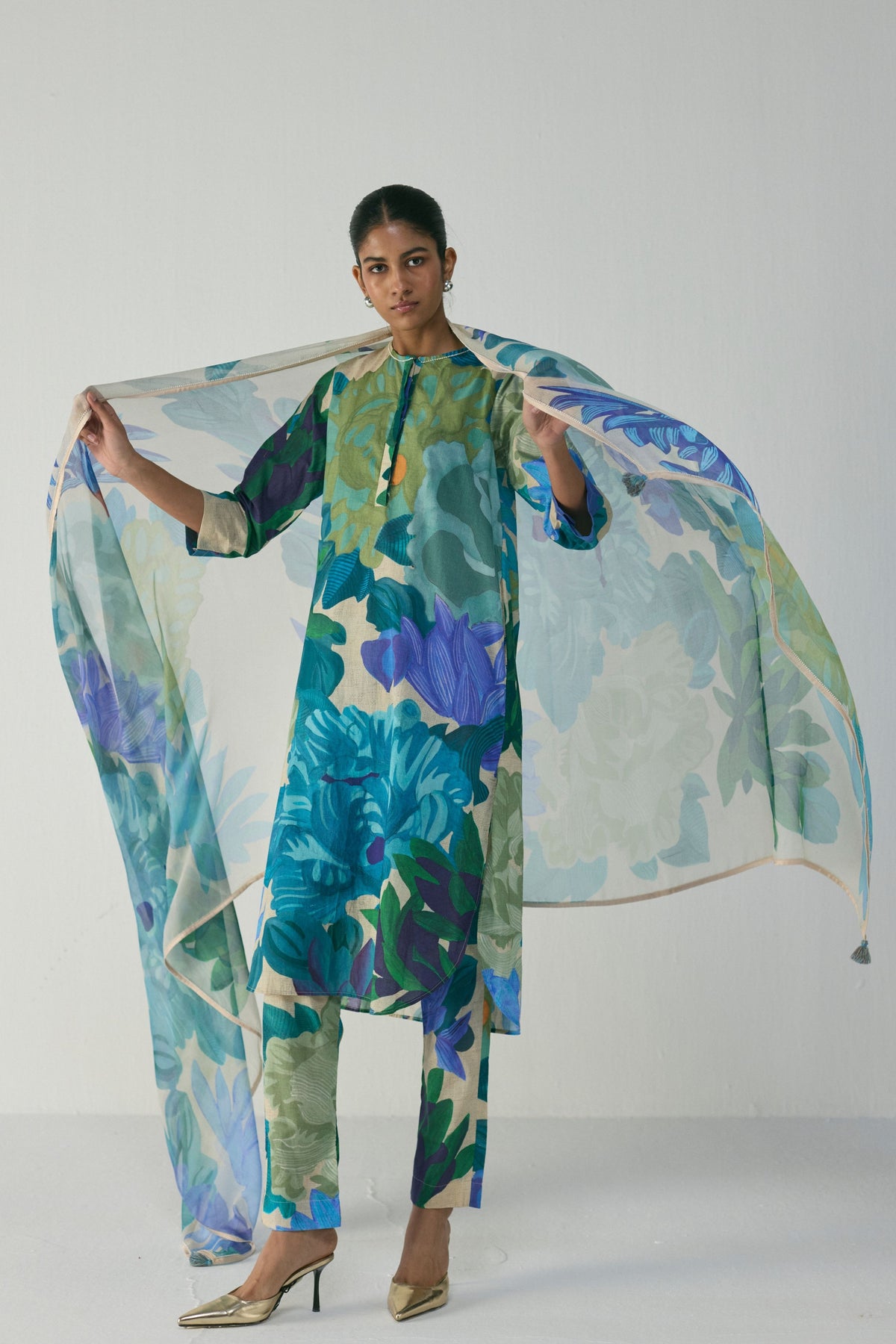 Garden Party Long Cotton Kurta Set