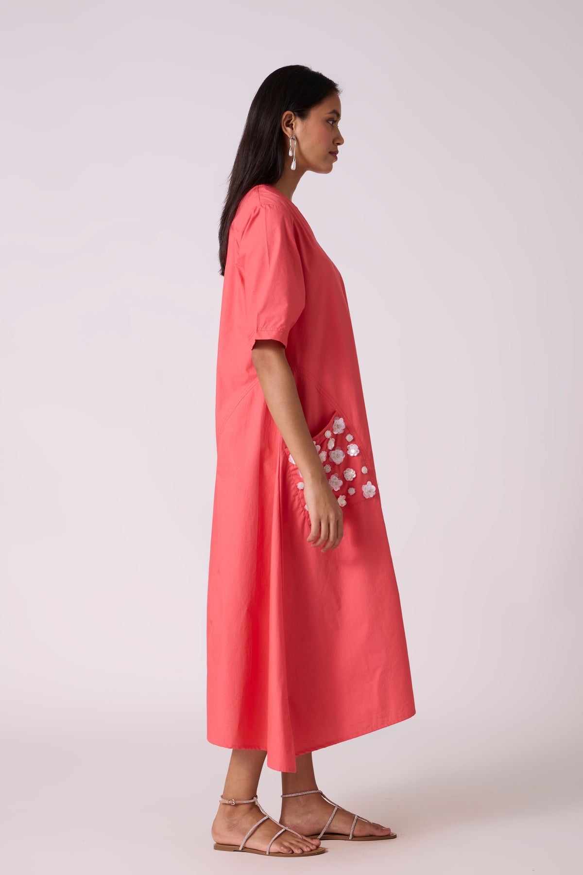 Neve Applique Sunset Pink Dress