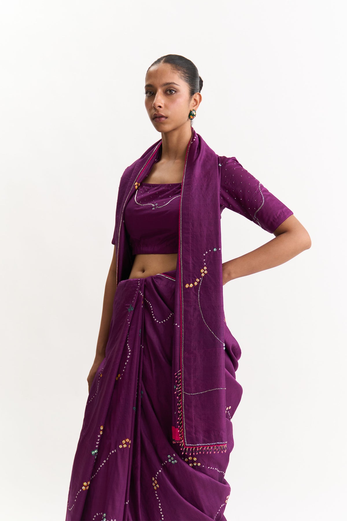 Mori Wine Saree