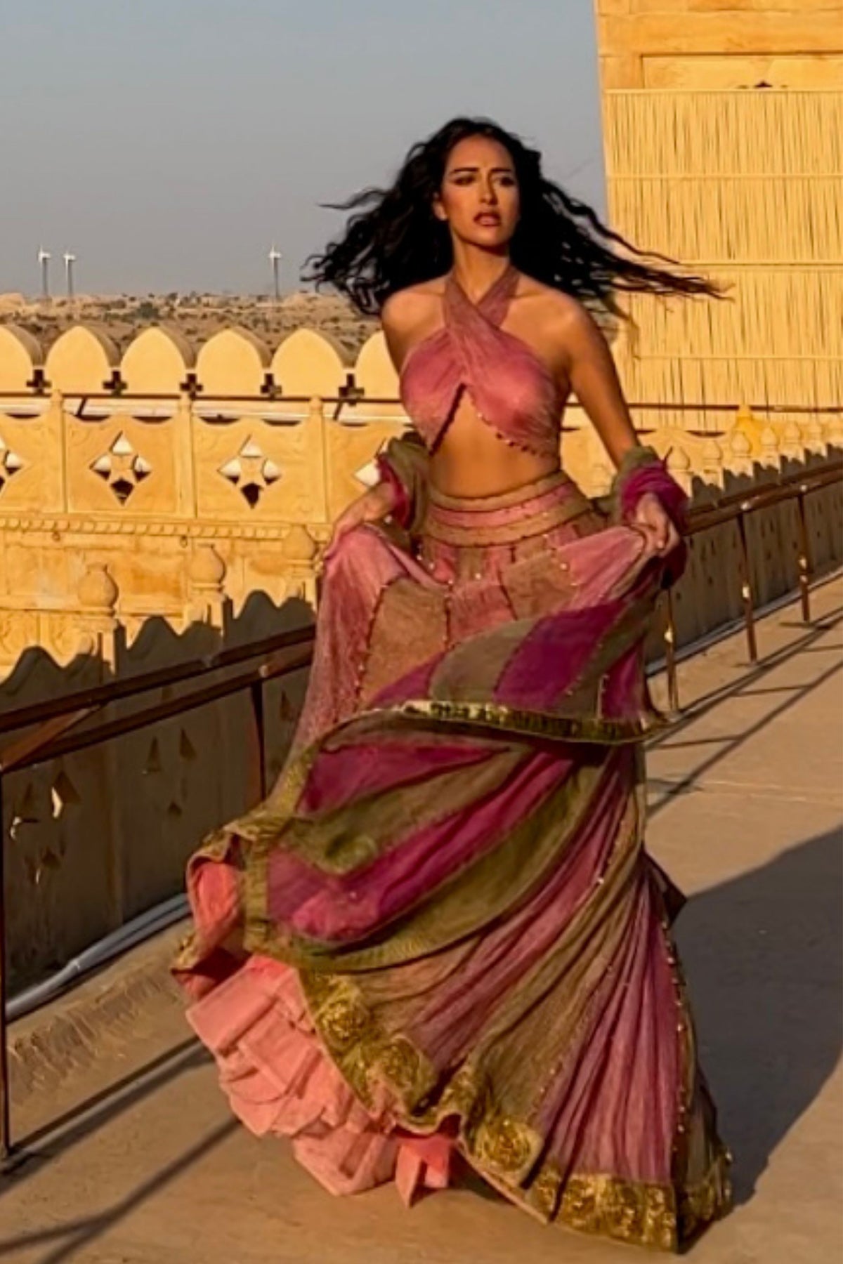 Basanti Gulabi Lehenga Set