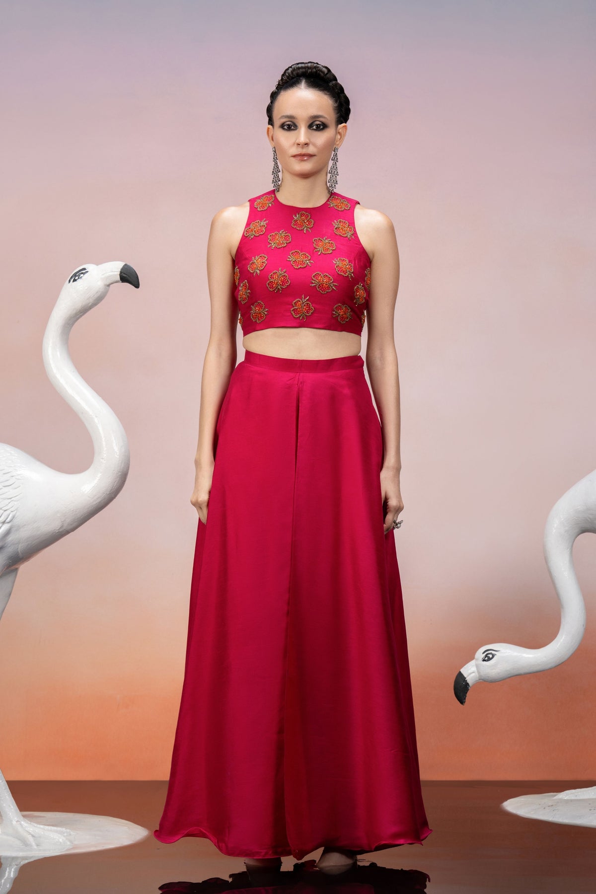 Hot Pink Floral Motifs Co-ord Set