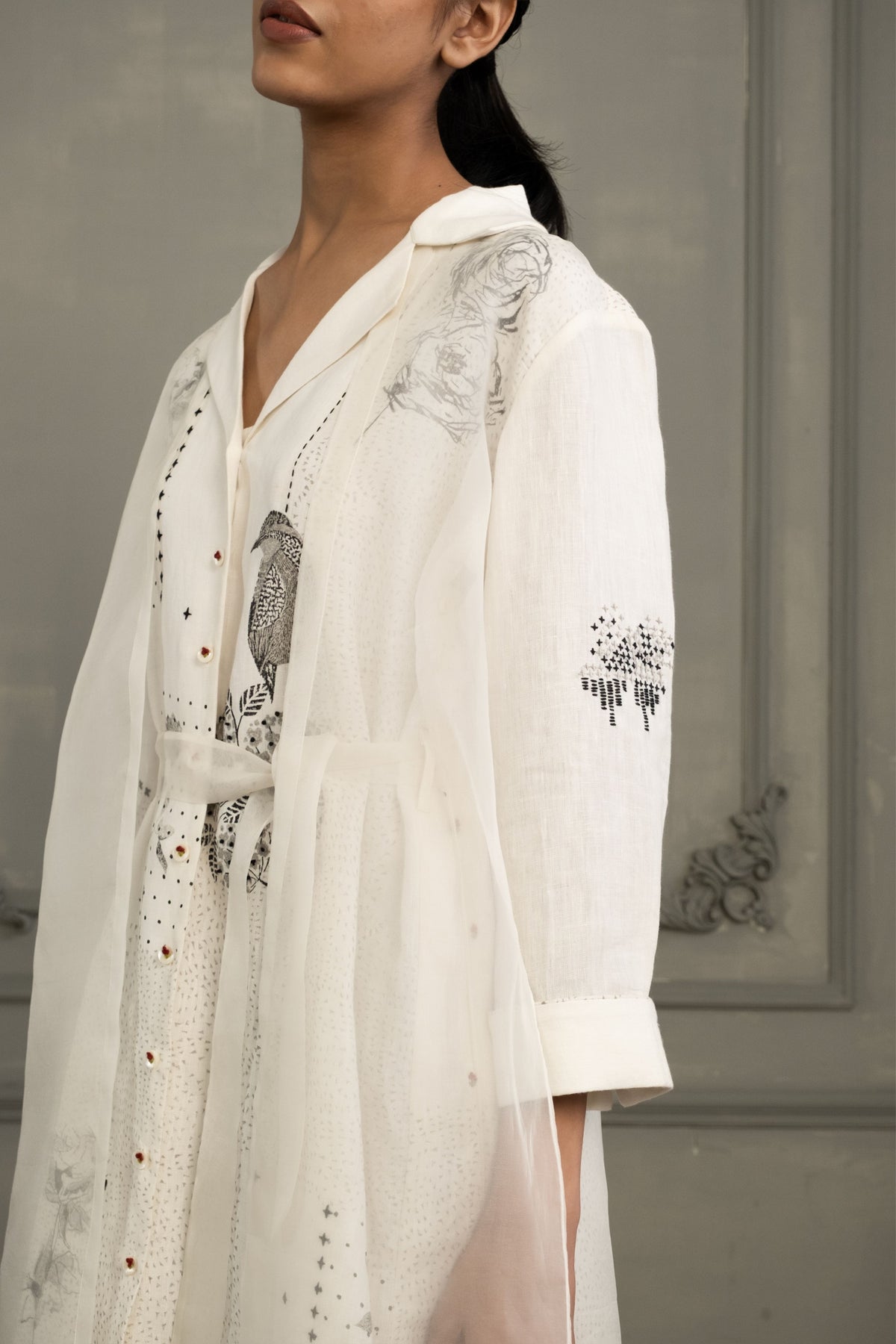 Ivory Block Print Dress
