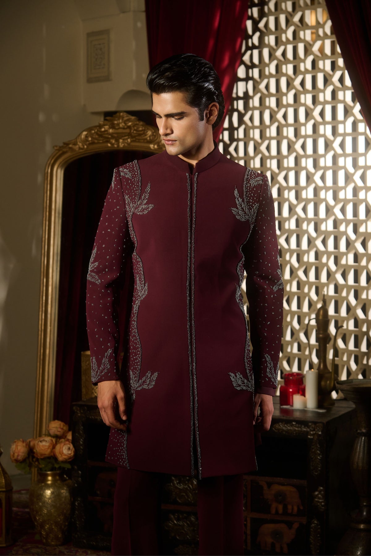 Maroon Sherwani Set